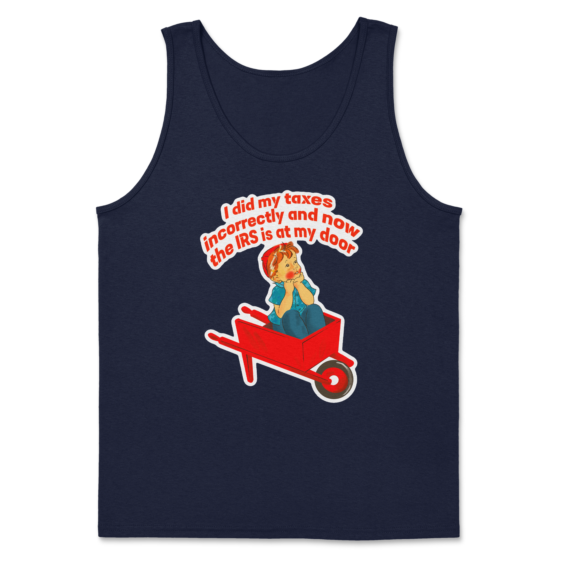 Heavy Blend Tank Top Here Comes the IRS in Navy