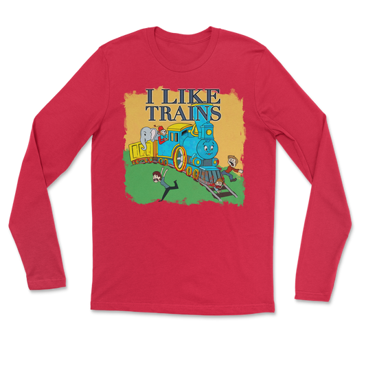 Heavy Blend Long Sleeve I Like Trains in Red