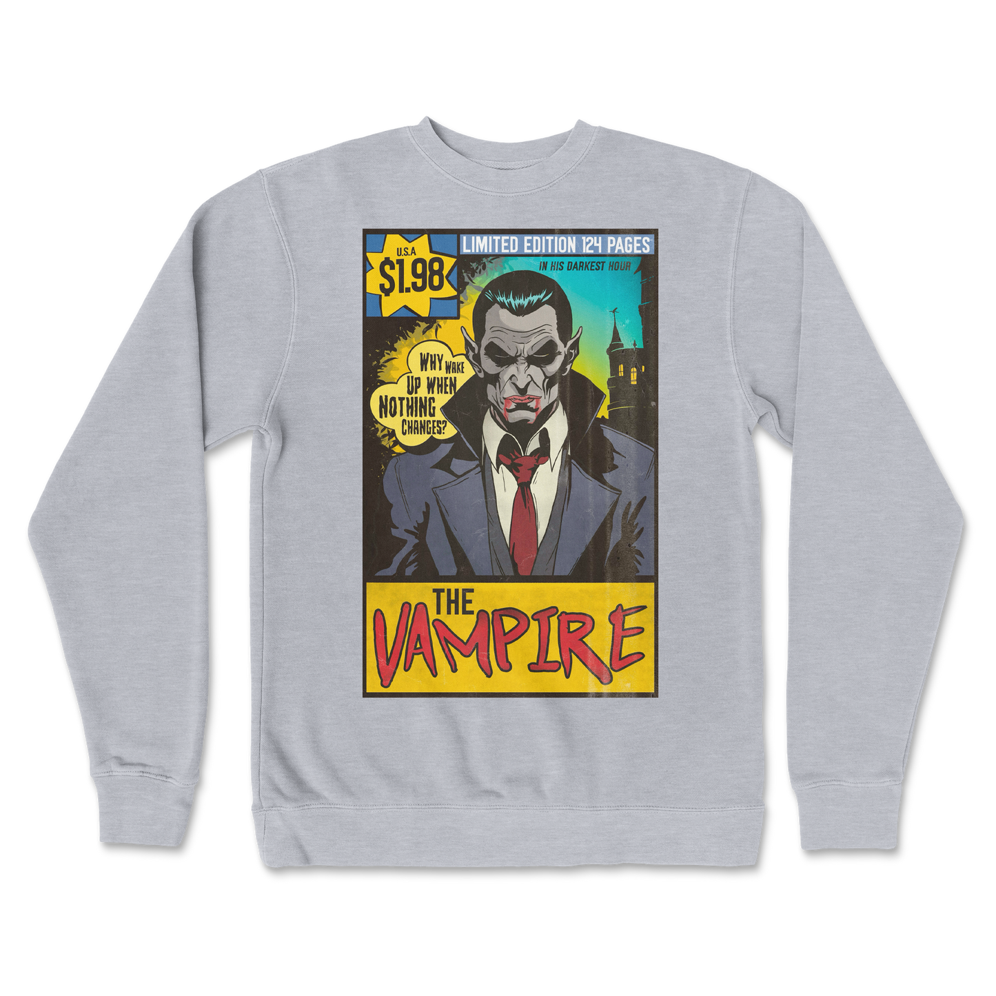Independent Clothing Co. Crew Neck Sad Vampire in Grey-Heather