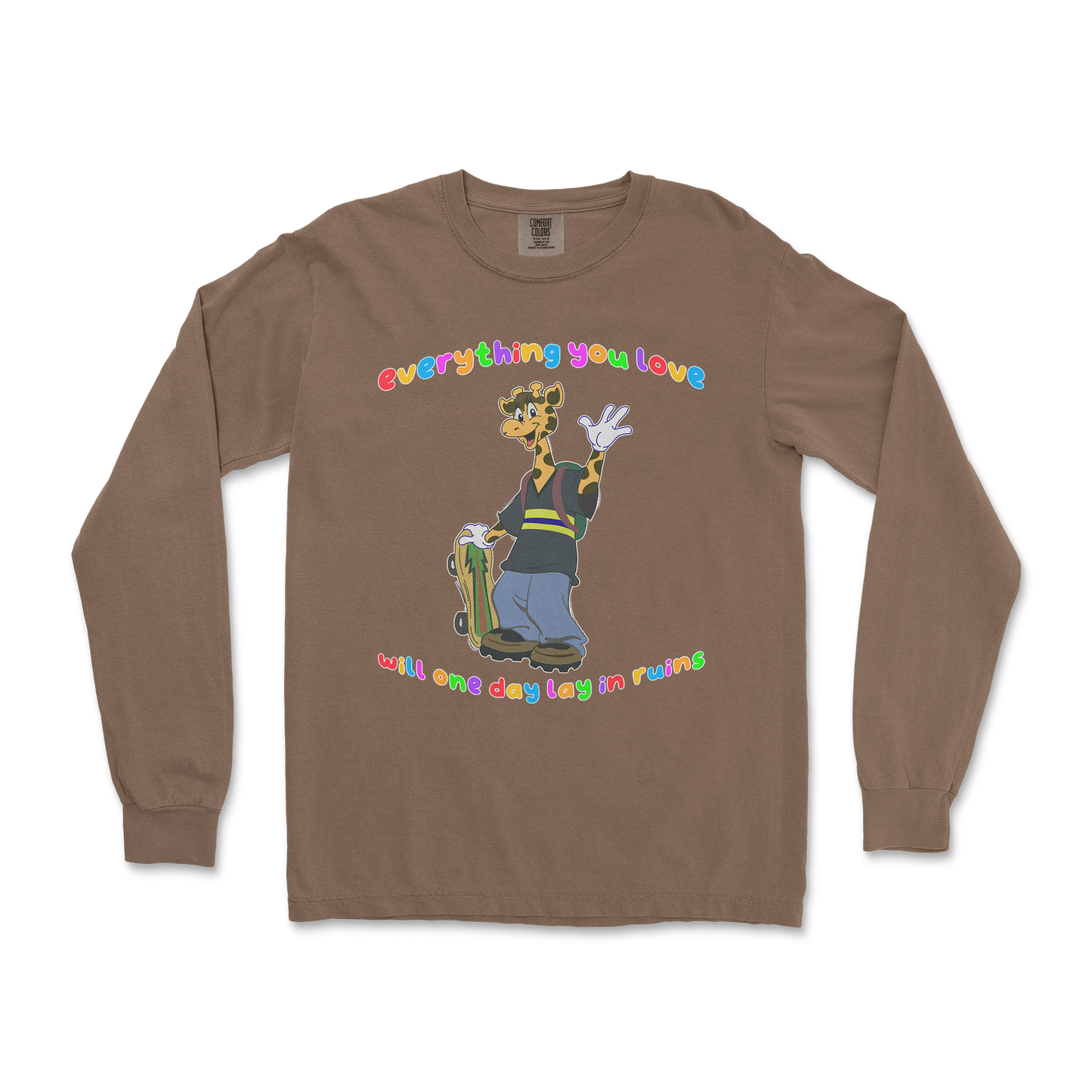 Comfort Colors Long Sleeve Jerry the Giraffe in Espresso
