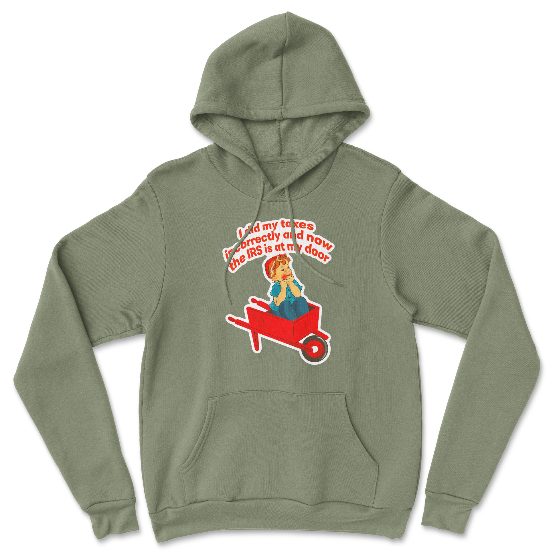Heavy Blend Hoodie Here Comes the IRS in Military Green
