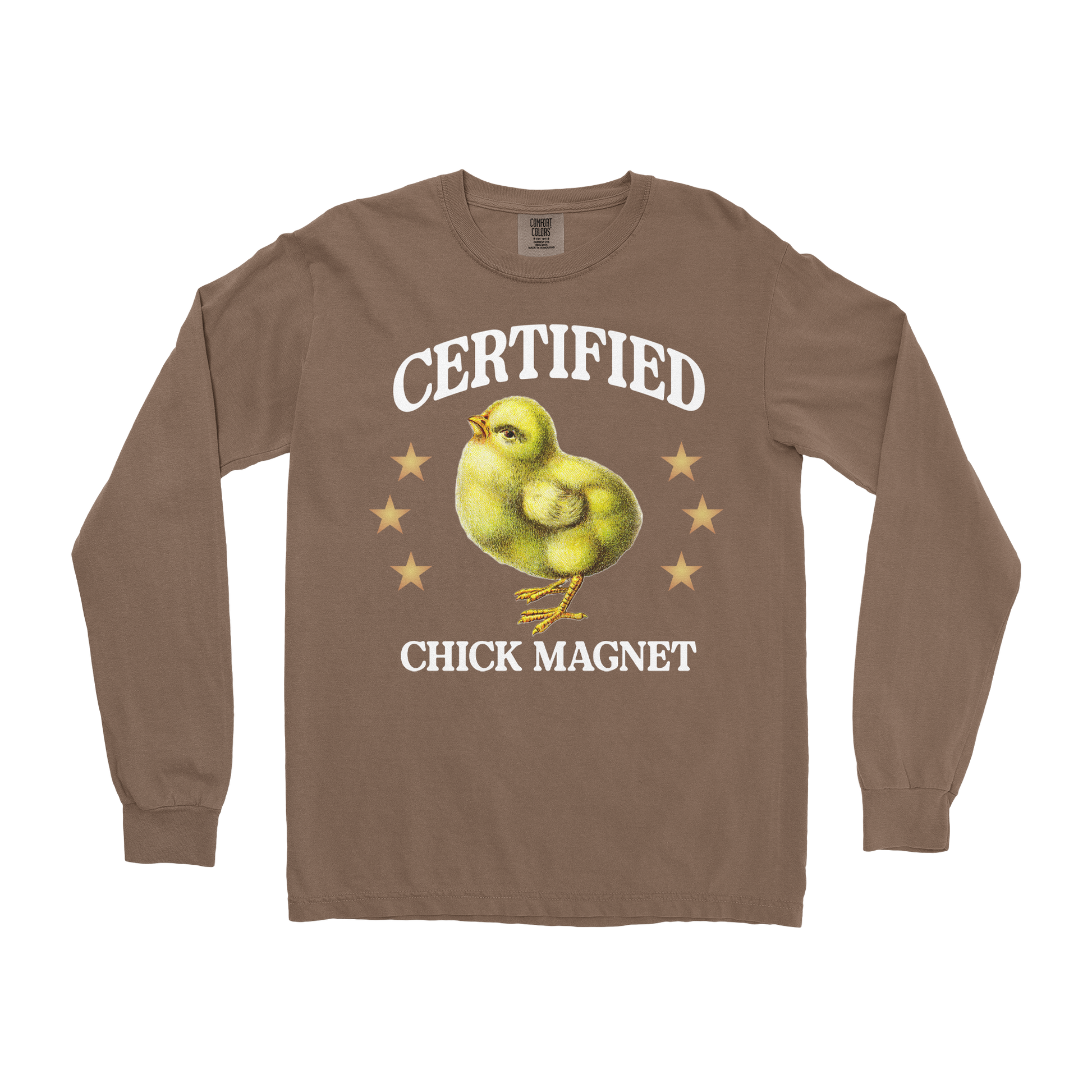 Comfort Colors Long Sleeve Chick Magnet in Espresso