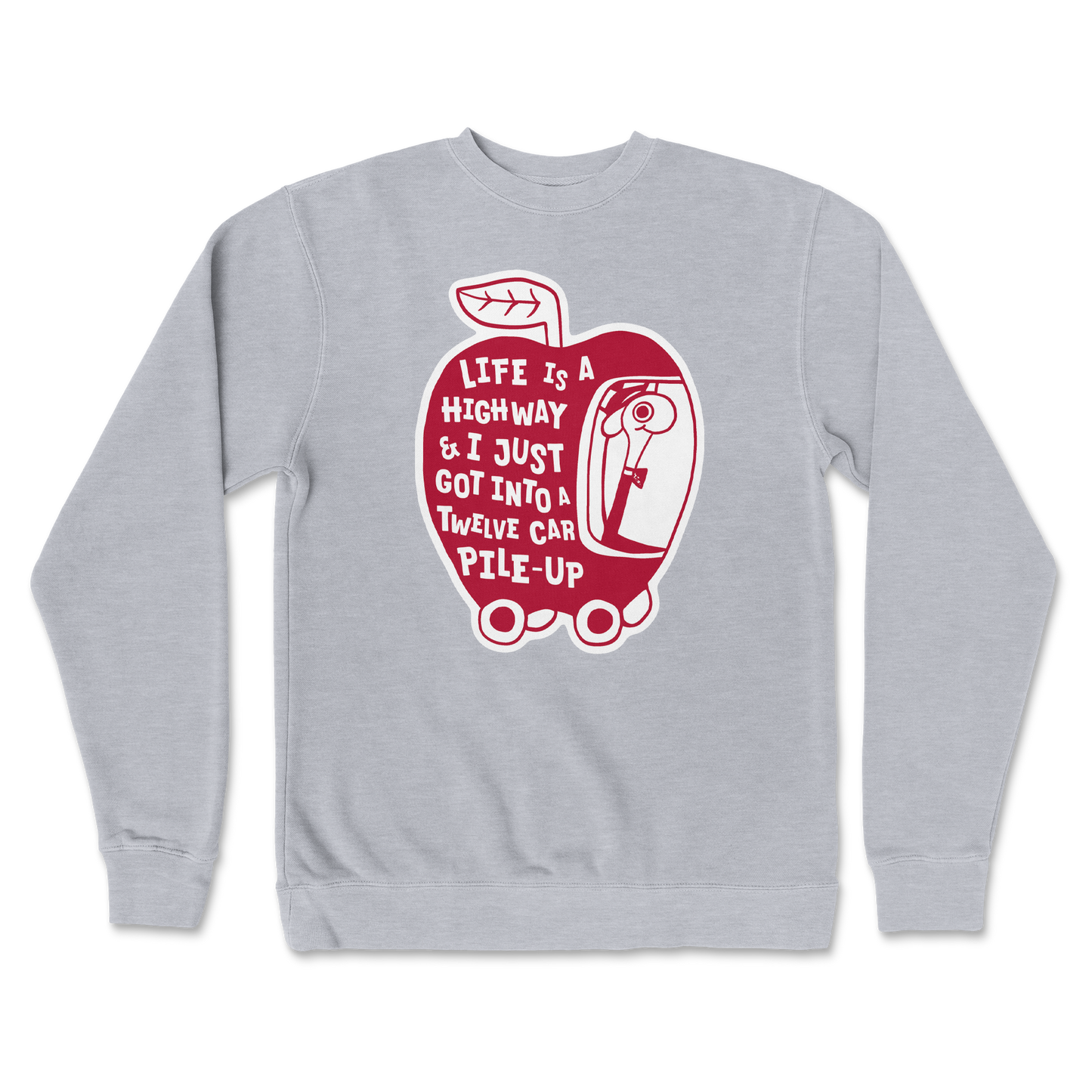 Independent Clothing Co. Crew Neck Life Is A Highway in Grey-Heather