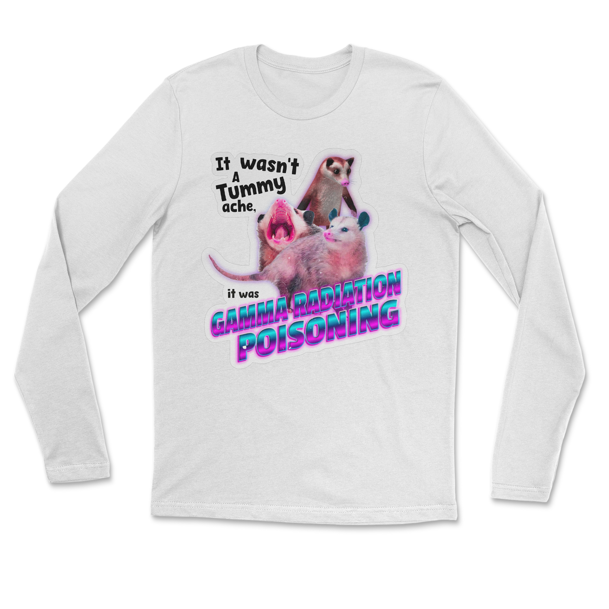The Nice Shirt Long Sleeve Possum Radiation  in White