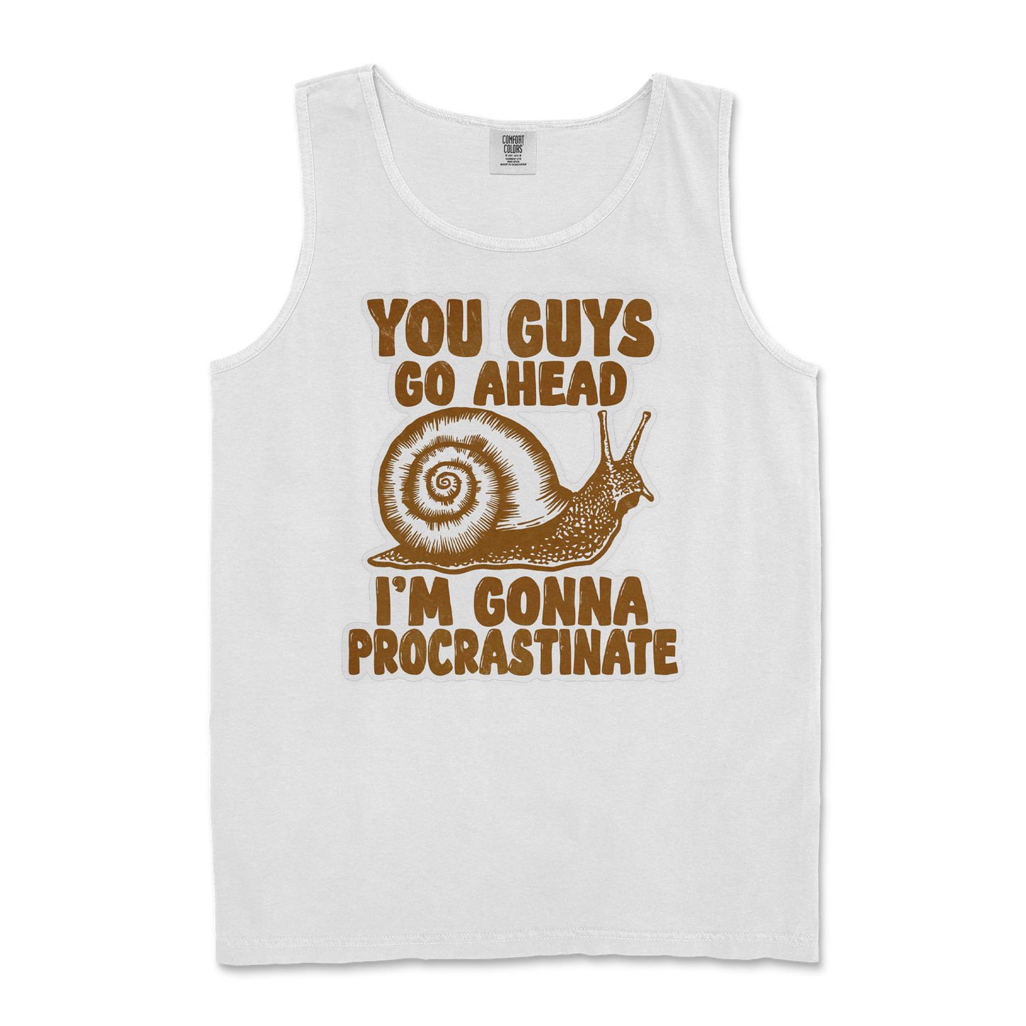 Comfort Colors Tank Top Procrastinating Snail  in White
