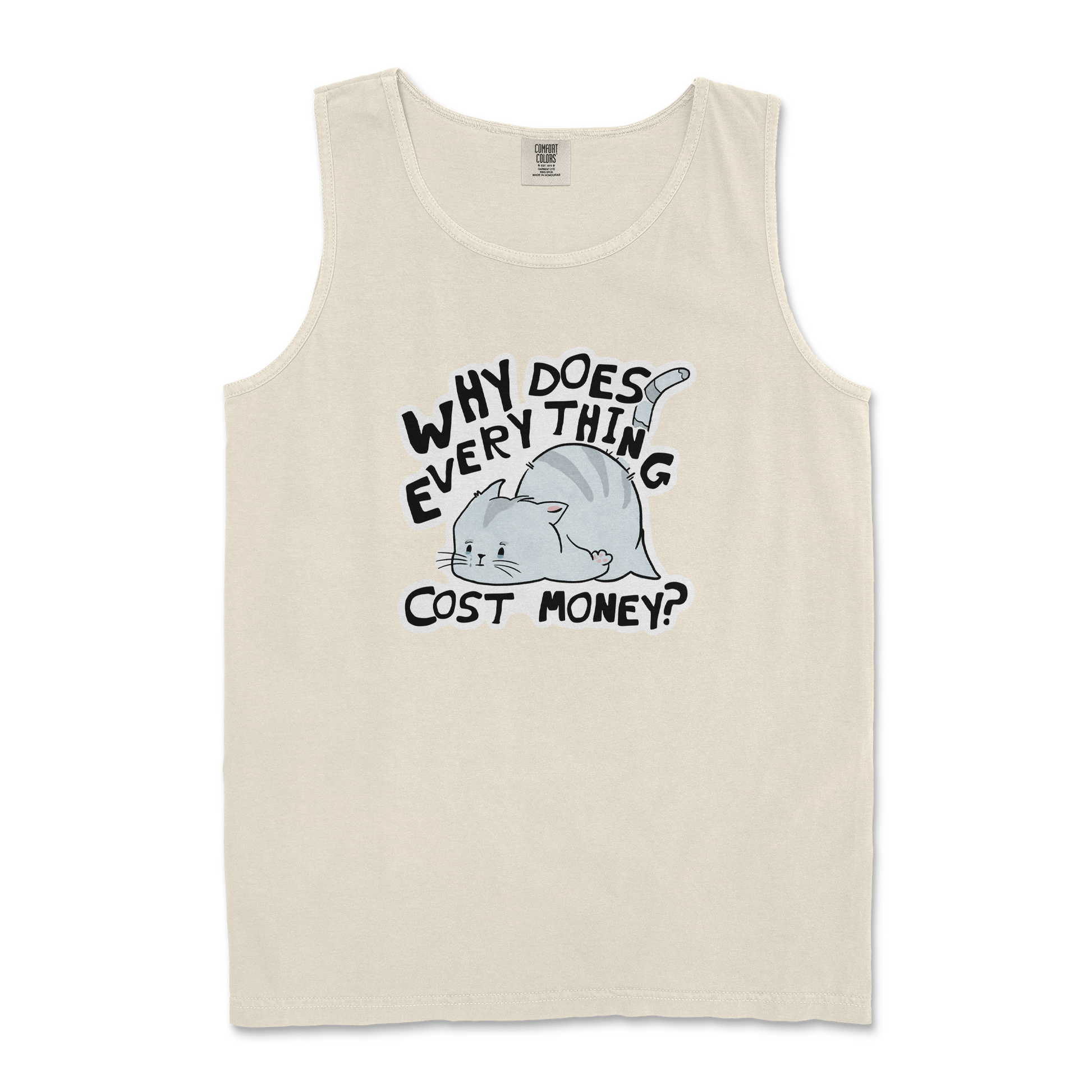Comfort Colors Tank Top Broke Cat in Ivory