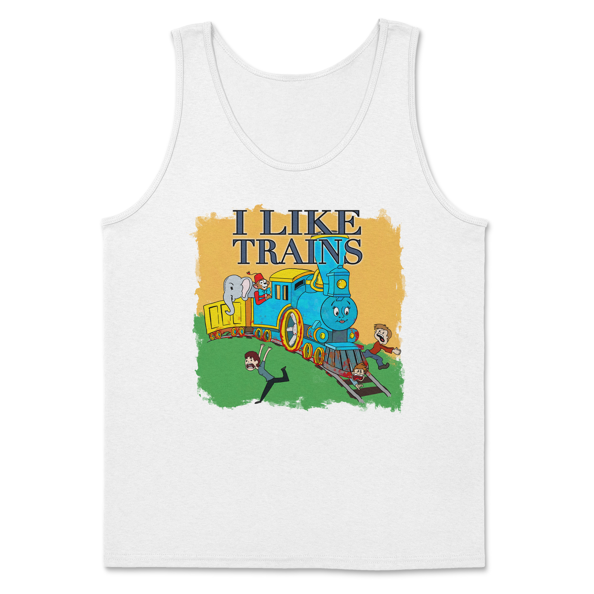 Heavy Blend Tank Top I Like Trains in White