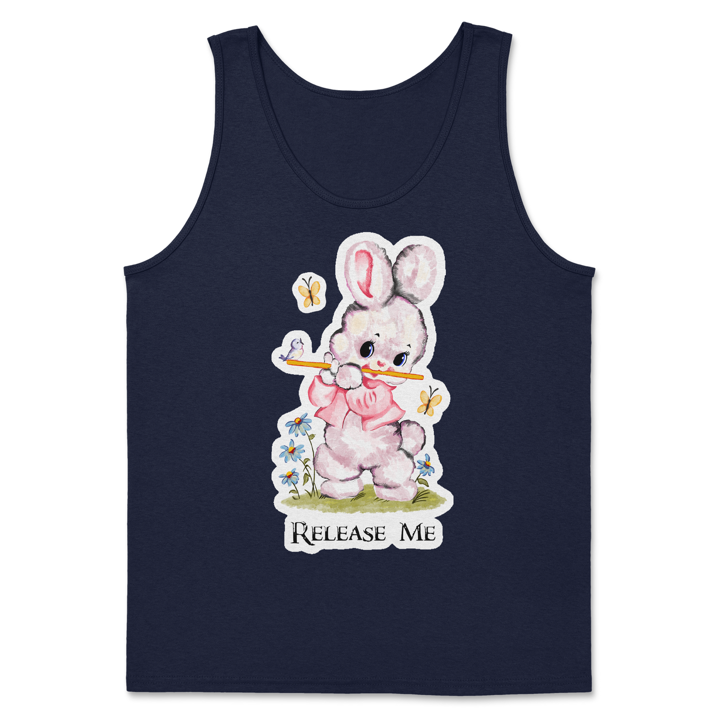 Heavy Blend Tank Top Cute Bunny in Navy