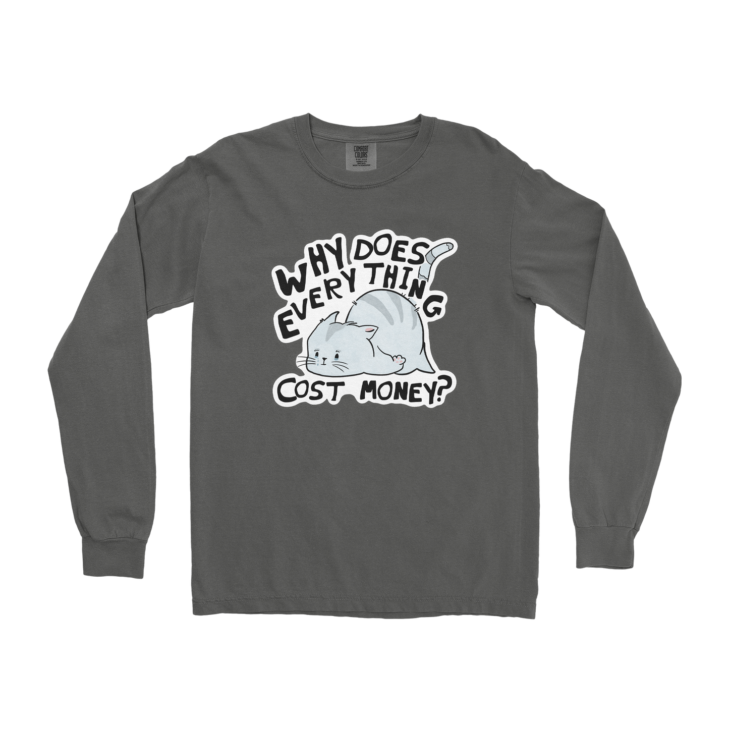Comfort Colors Long Sleeve Broke Cat in Pepper