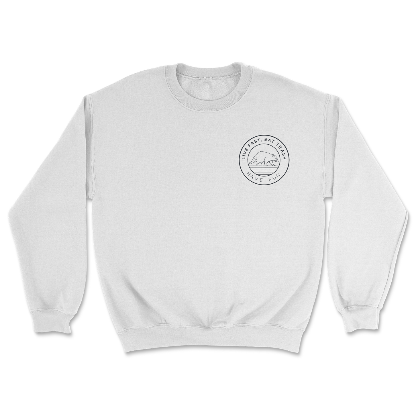 Heavy Blend Crew Neck Raccoon Logo in White
