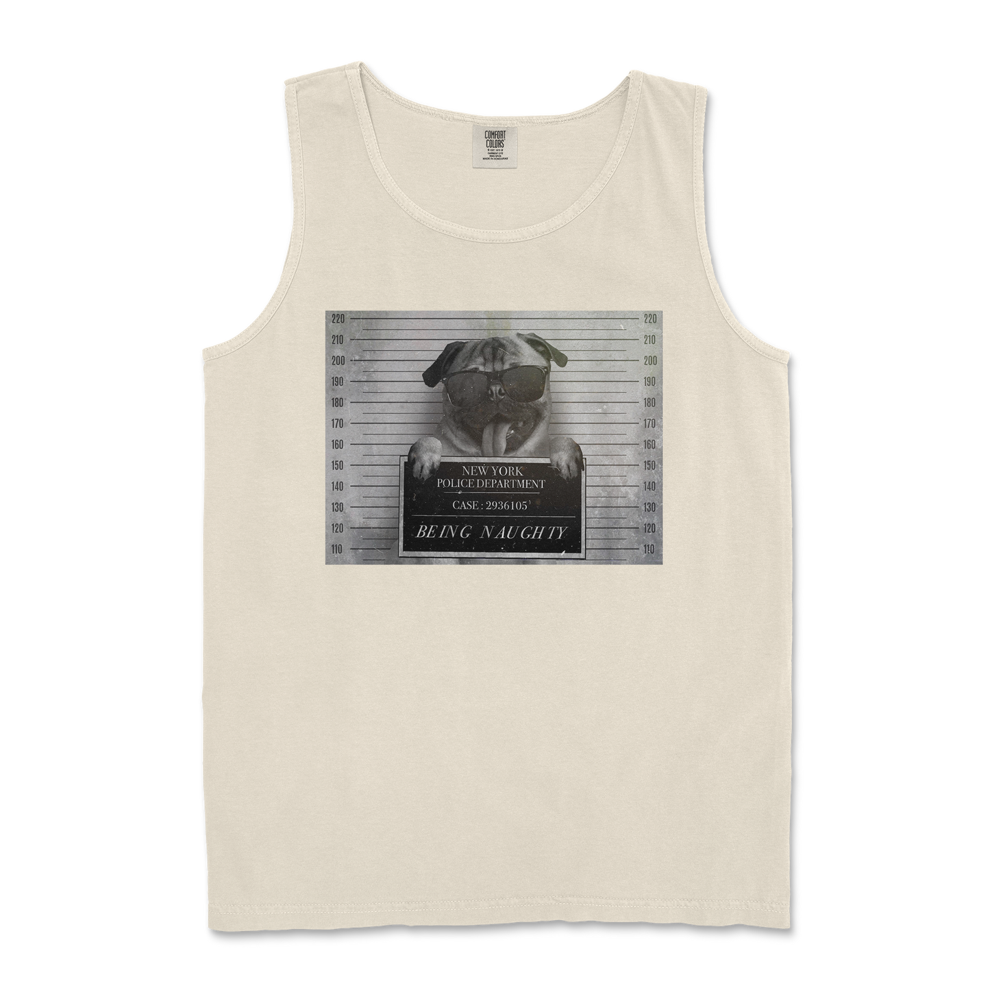Comfort Colors Tank Top Naughty Pug in Ivory