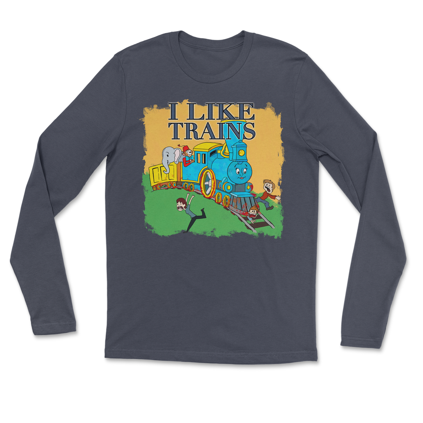Heavy Blend Long Sleeve I Like Trains in Navy