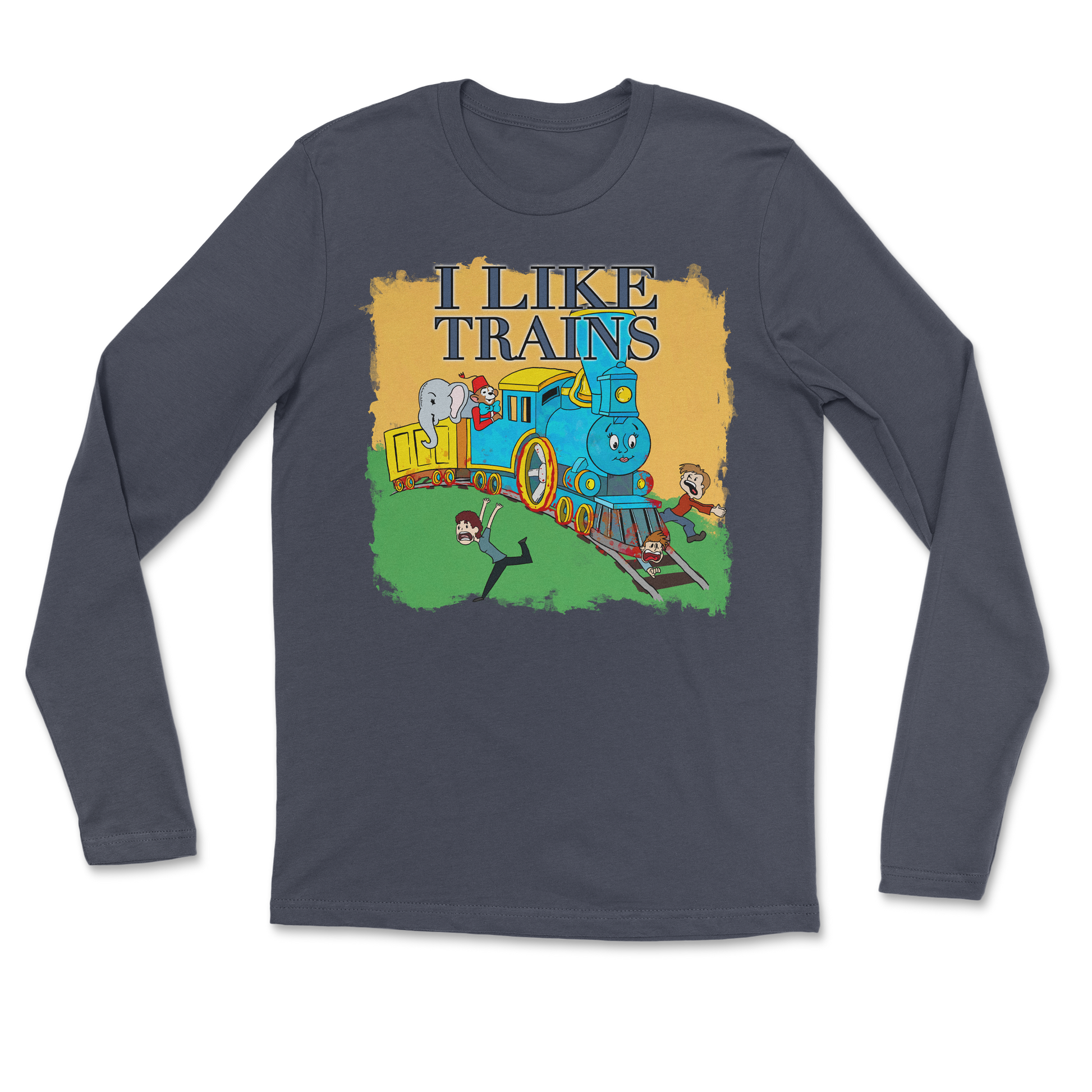 Heavy Blend Long Sleeve I Like Trains in Navy