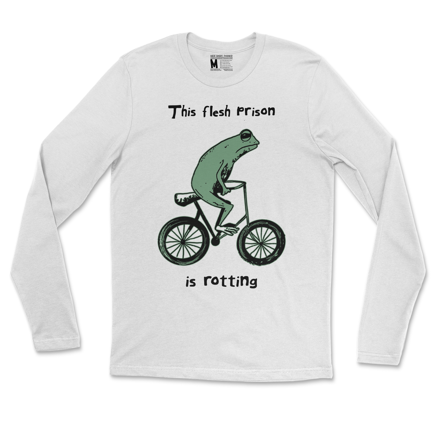 Gildan SoftStyle Long Sleeve Flesh Prison in White
