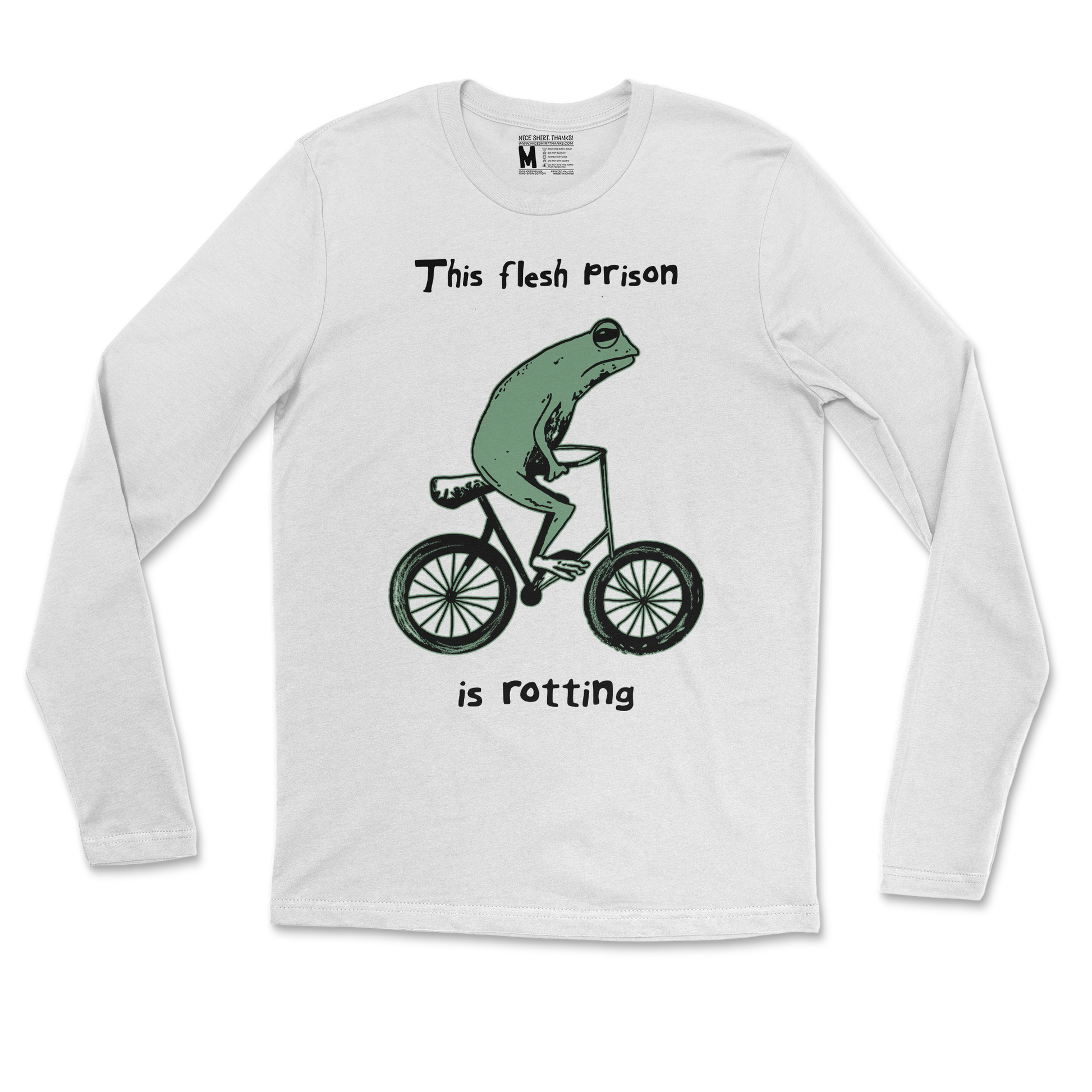 Gildan SoftStyle Long Sleeve Flesh Prison  in White