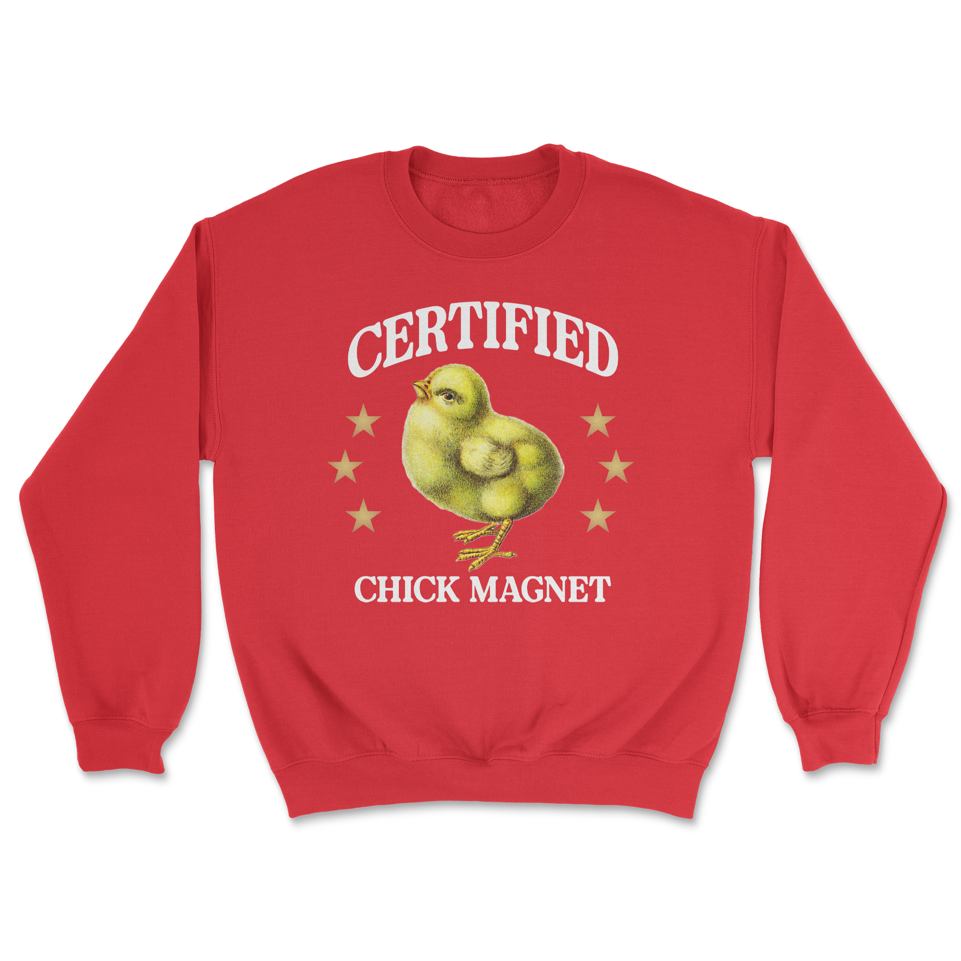 Heavy Blend Crew Neck Chick Magnet in Red