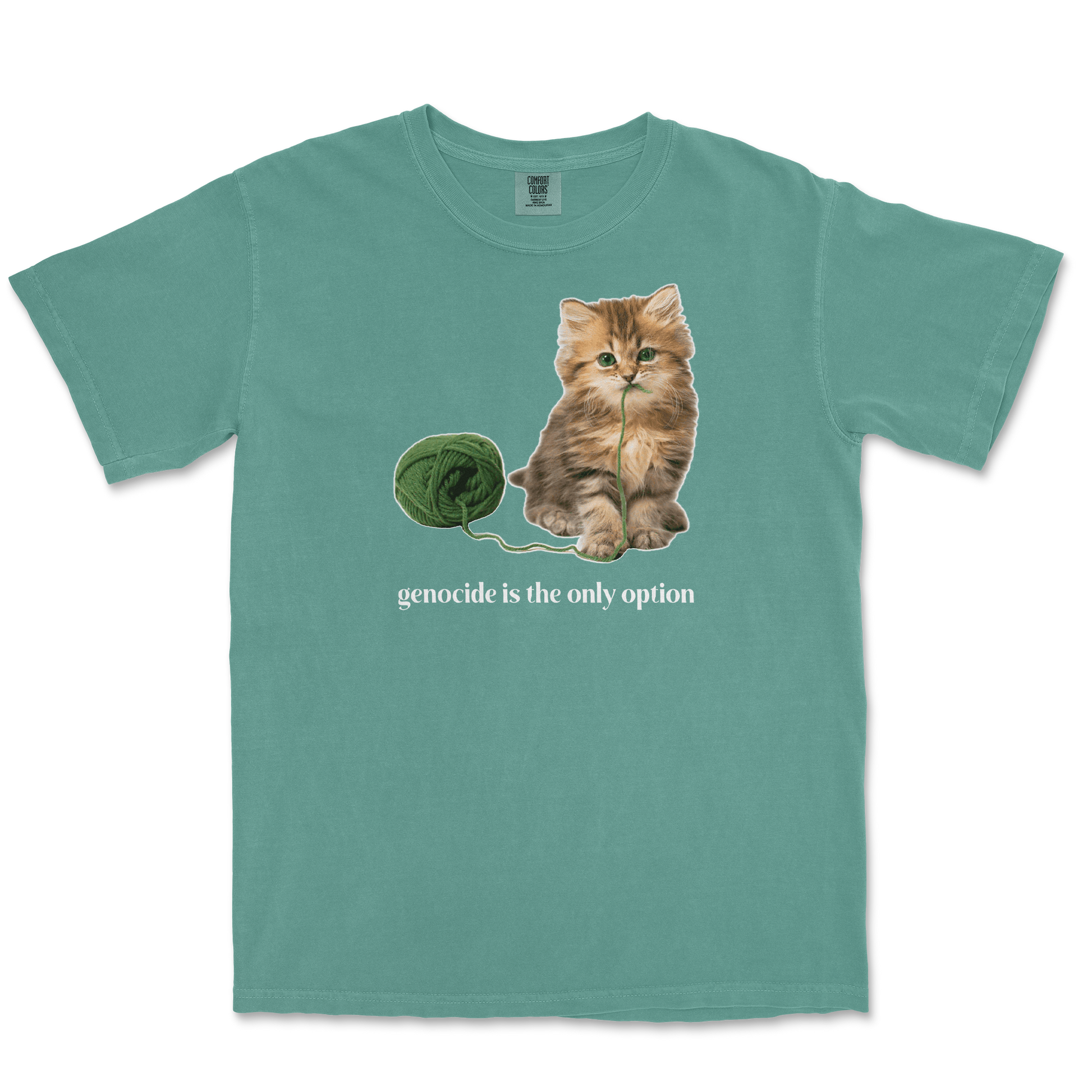 Comfort Colors T-Shirt Genocide Kitty  in Light-Green