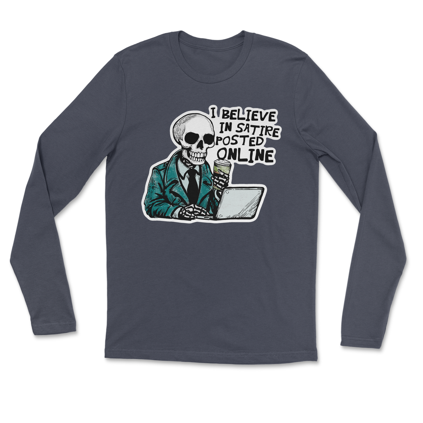 Heavy Blend Long Sleeve Believe in Satire in Navy