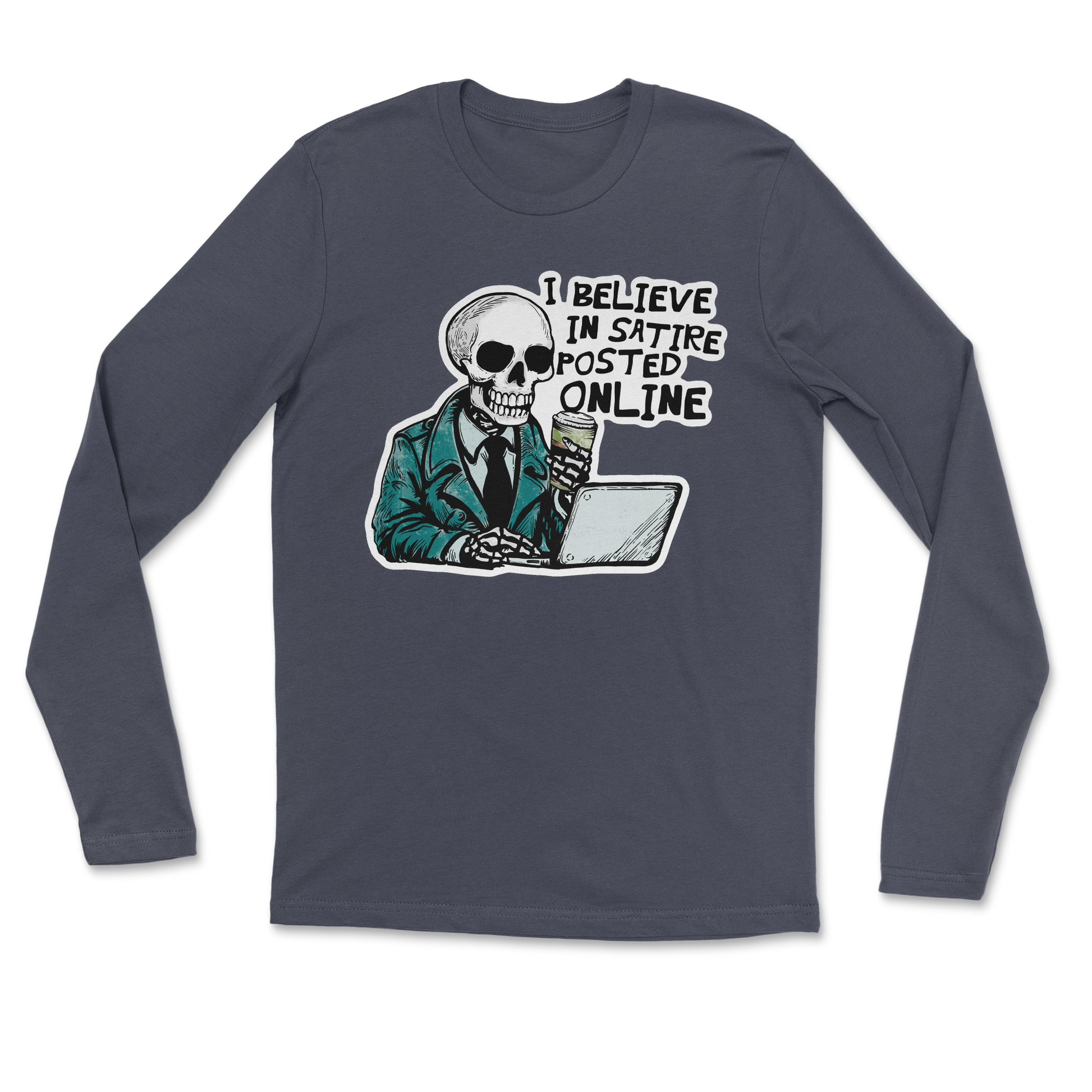 Heavy Blend Long Sleeve Believe in Satire in Navy