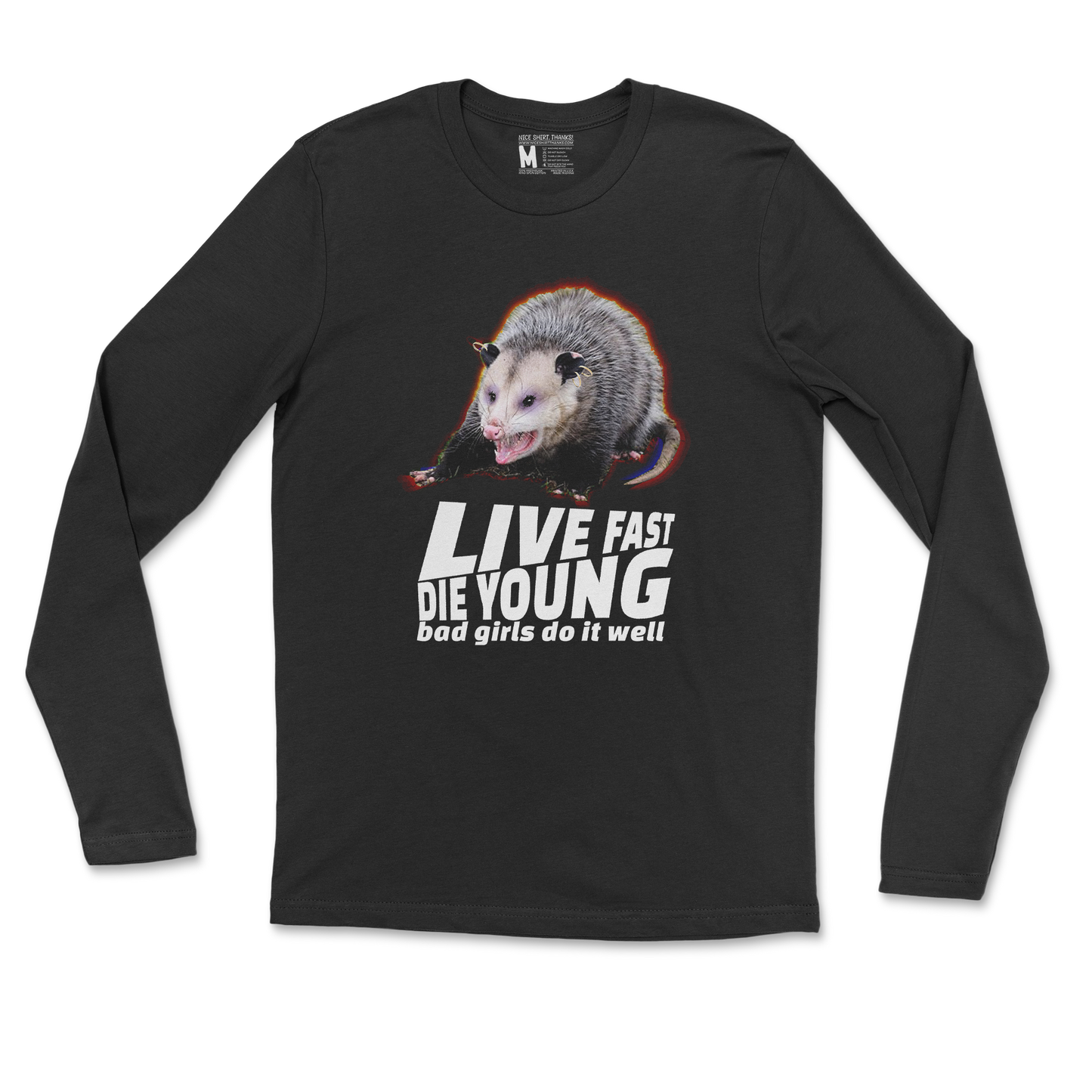 Gildan SoftStyle Long Sleeve Live Fast Die Young in Black