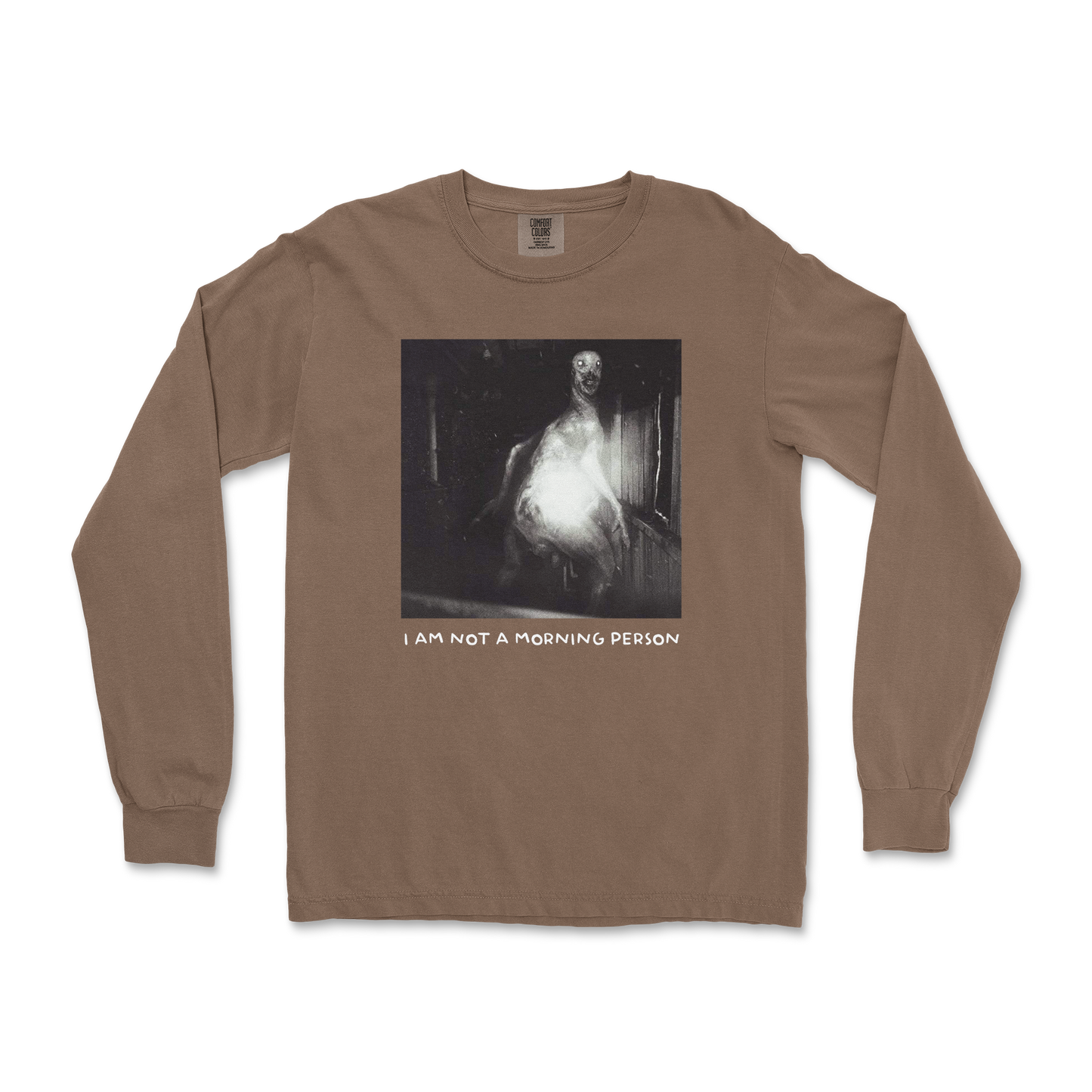 Comfort Colors Long Sleeve Not A Morning Person in Espresso