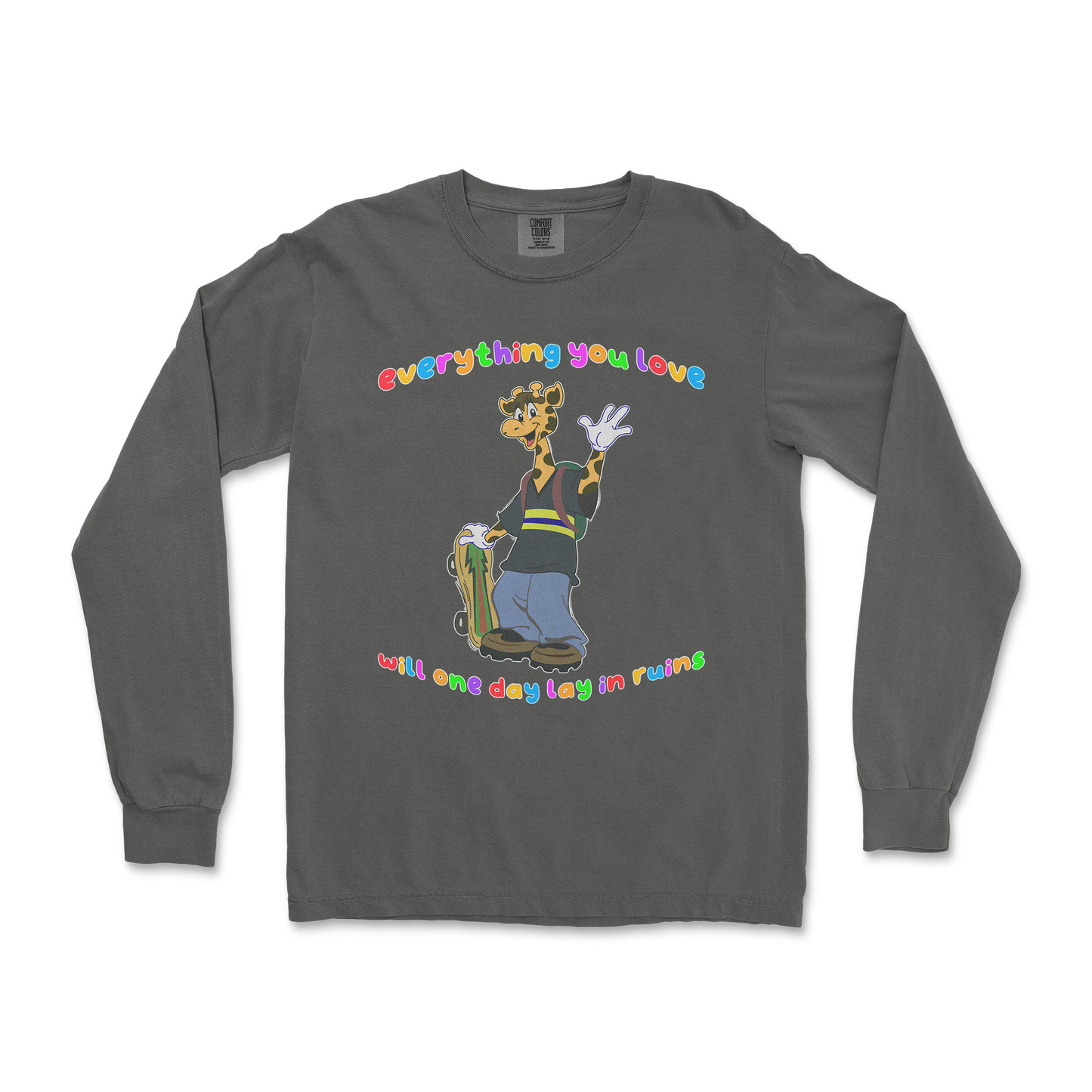 Comfort Colors Long Sleeve Jerry the Giraffe in Pepper