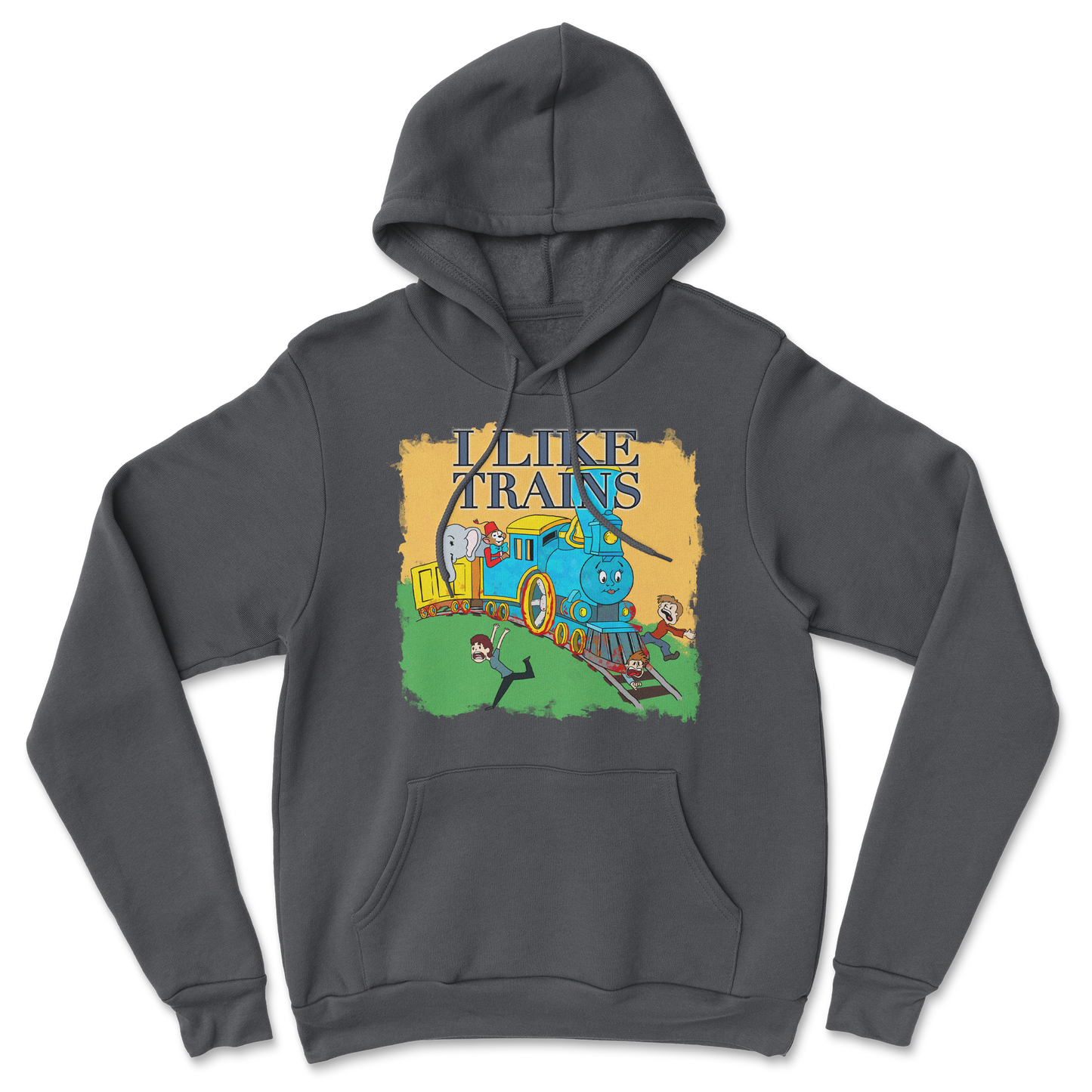 Heavy Blend Hoodie I Like Trains in Black