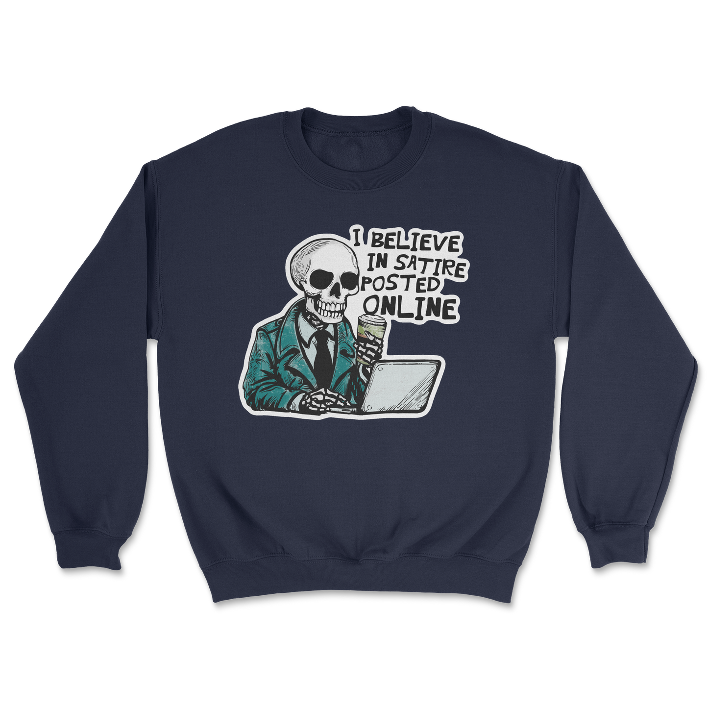 Heavy Blend Crew Neck Believe in Satire in Navy