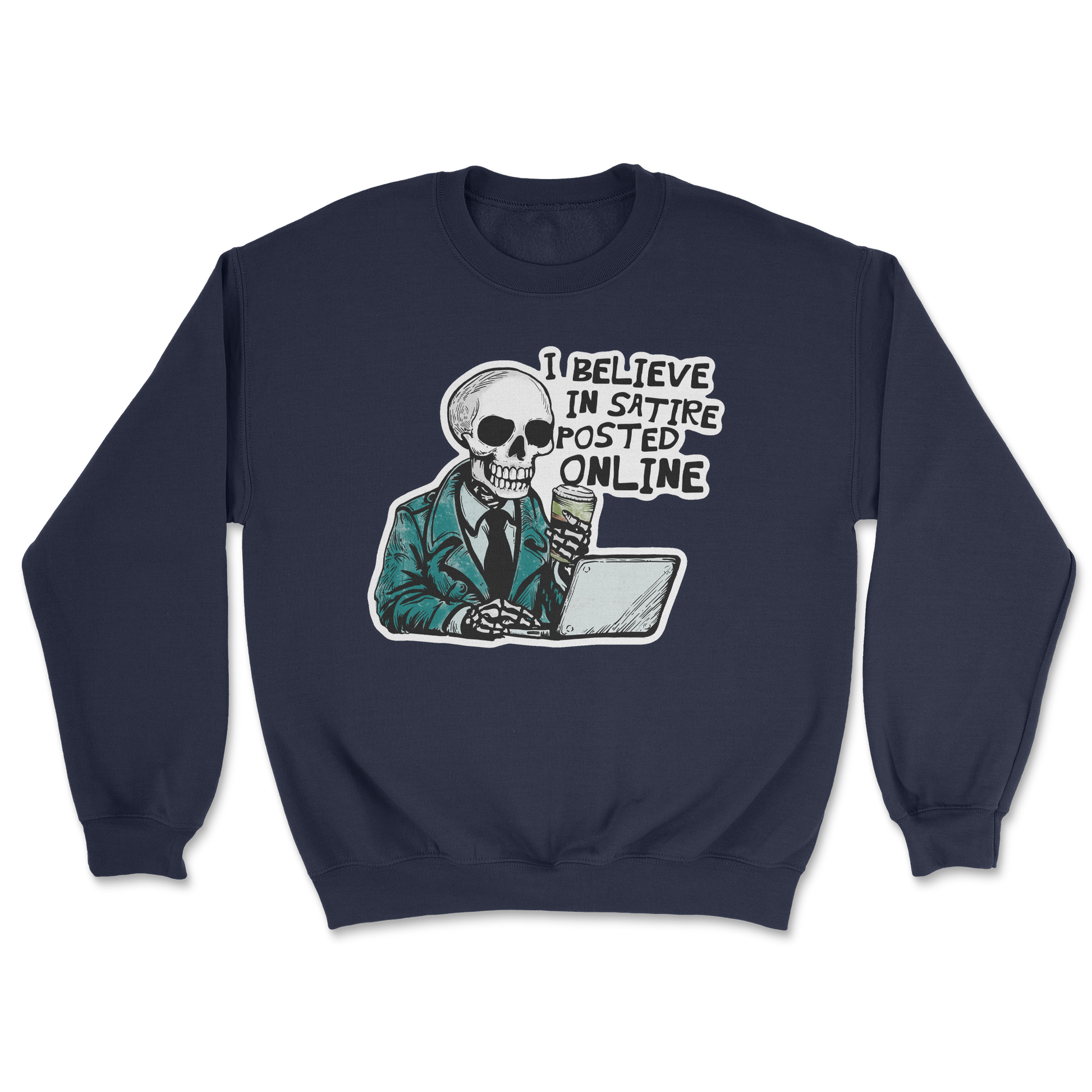 Heavy Blend Crew Neck Believe in Satire in Navy