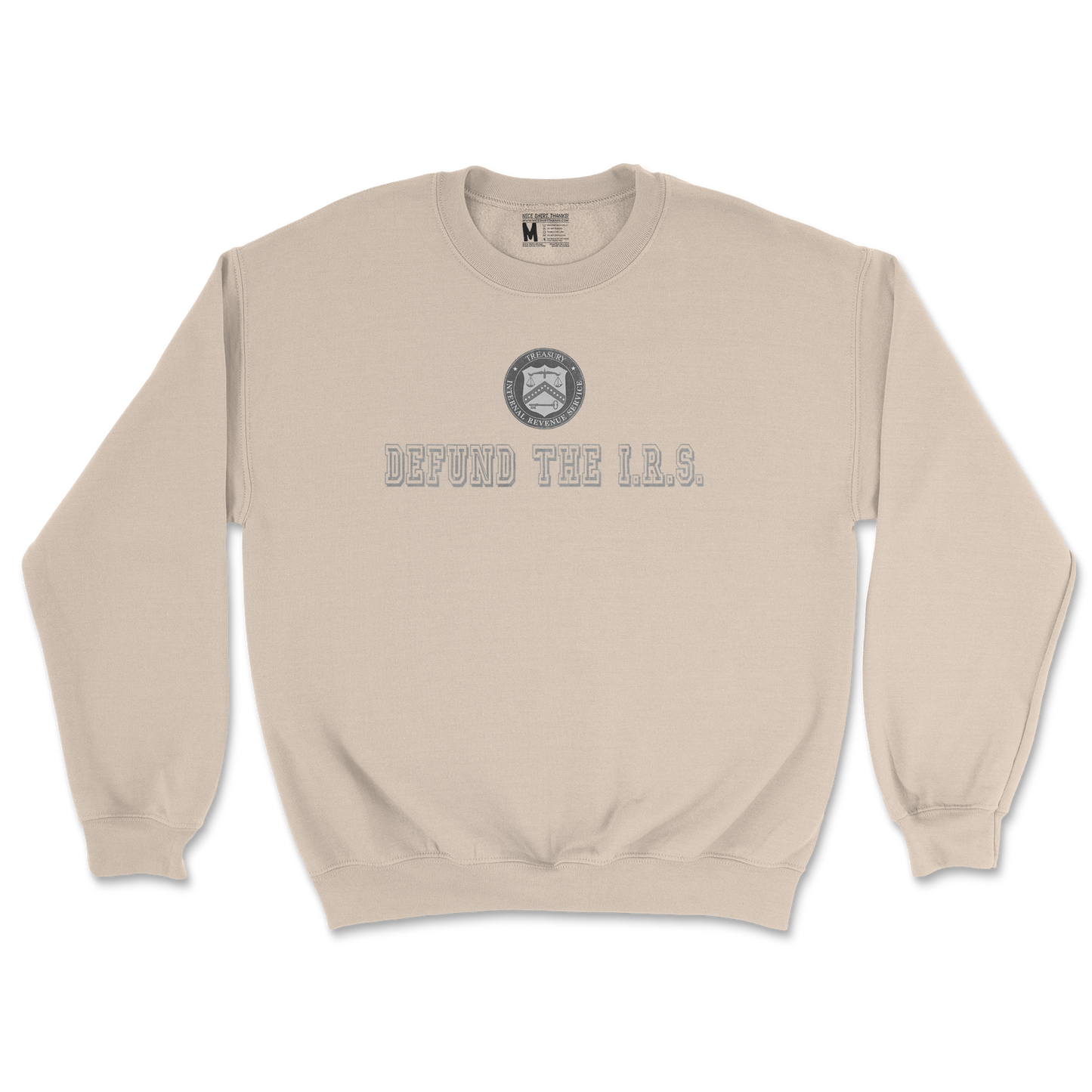 Gildan SoftStyle Crew Neck Defund The I.R.S. in Sand