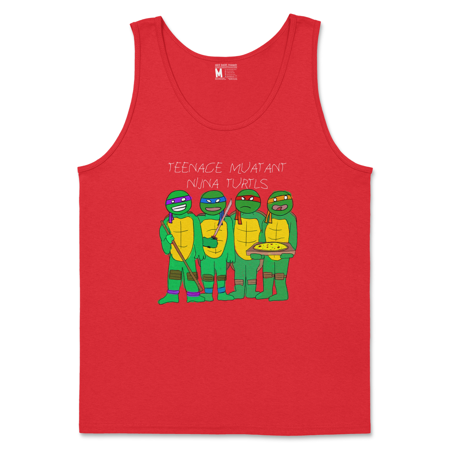 Gildan SoftStyle Tank Top Ninja Turtles in Red