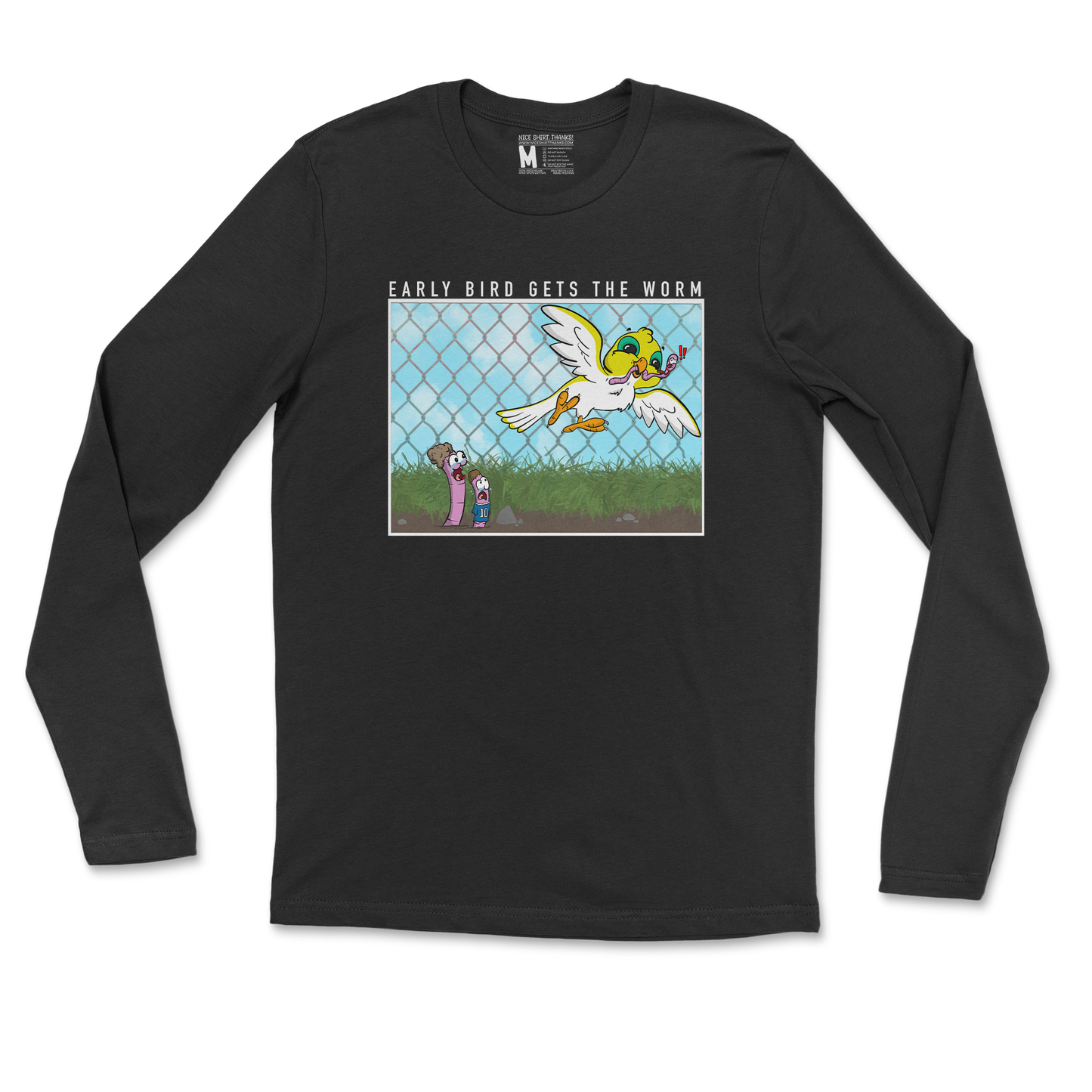 Gildan SoftStyle Long Sleeve Early Bird in Black