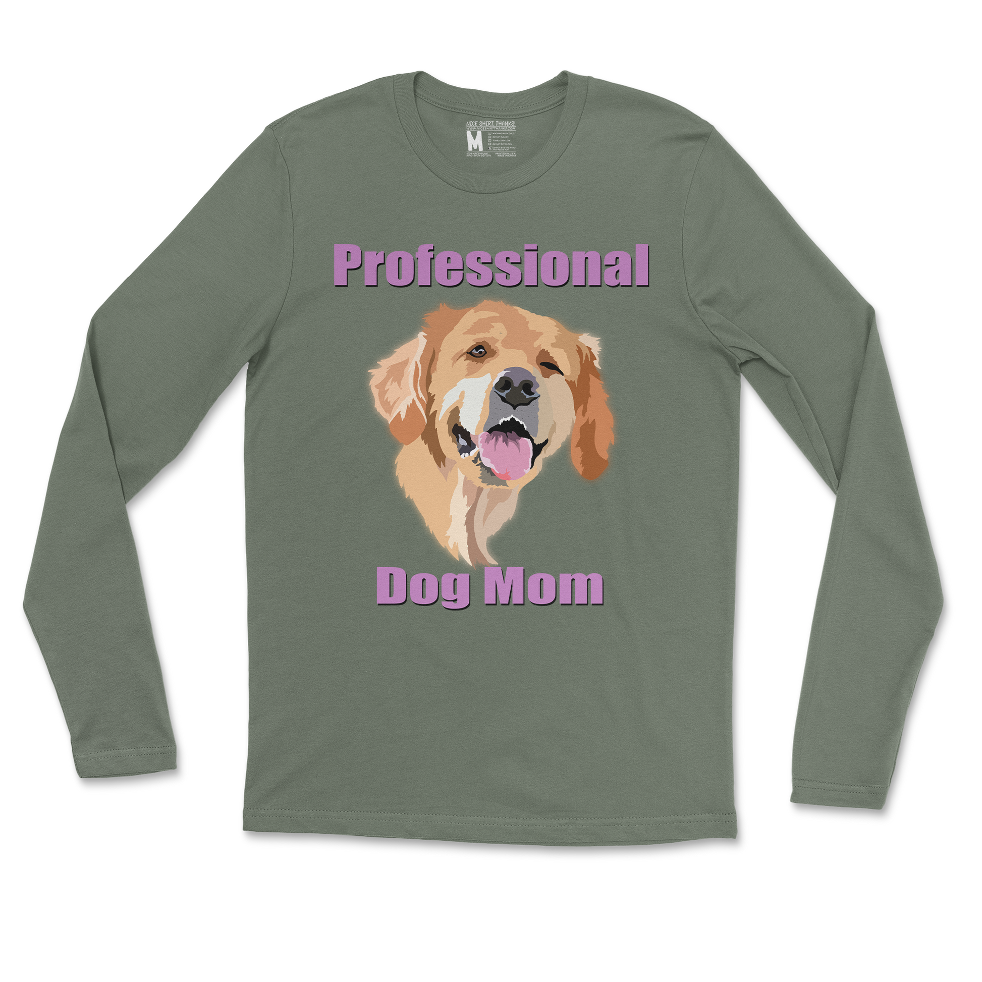 Gildan SoftStyle Long Sleeve Dog Mom in Military Green