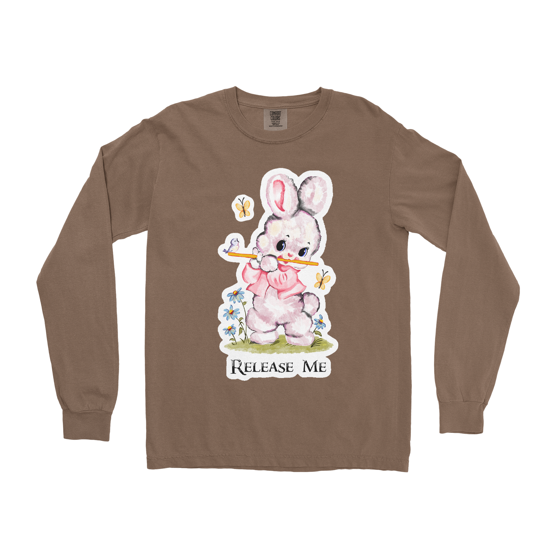 Comfort Colors Long Sleeve Cute Bunny in Espresso