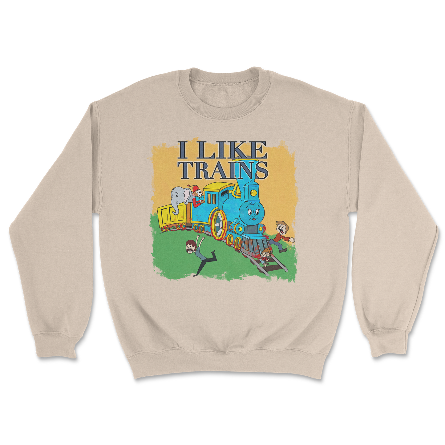 Heavy Blend Crew Neck I Like Trains in Sand