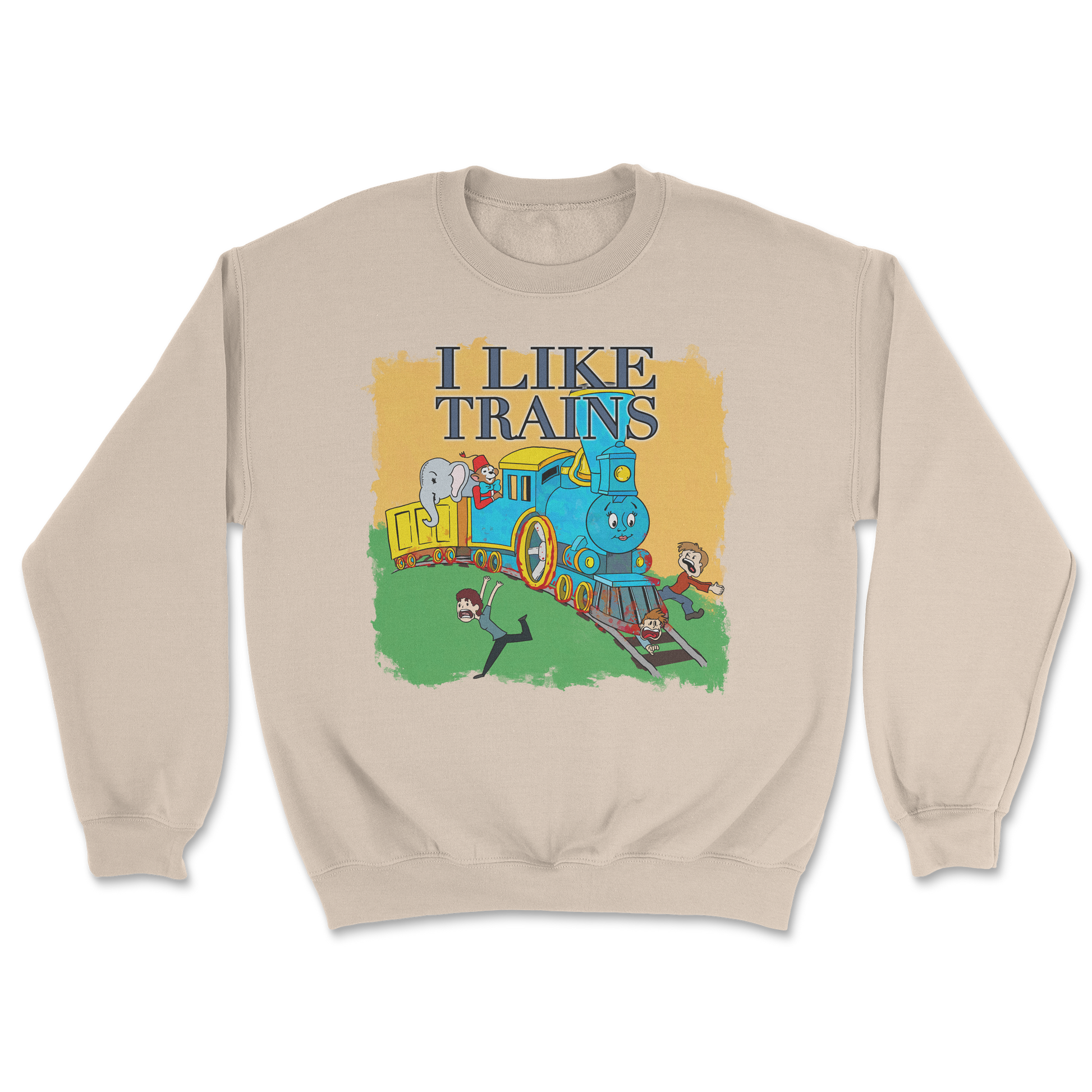 Heavy Blend Crew Neck I Like Trains in Sand