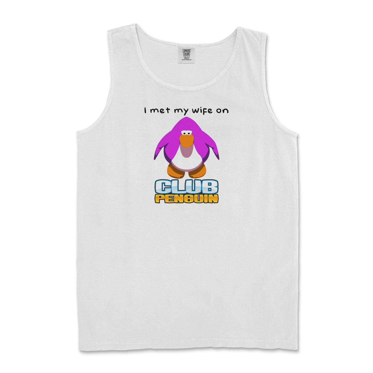 Comfort Colors Tank Top Club Penguin Wife in White