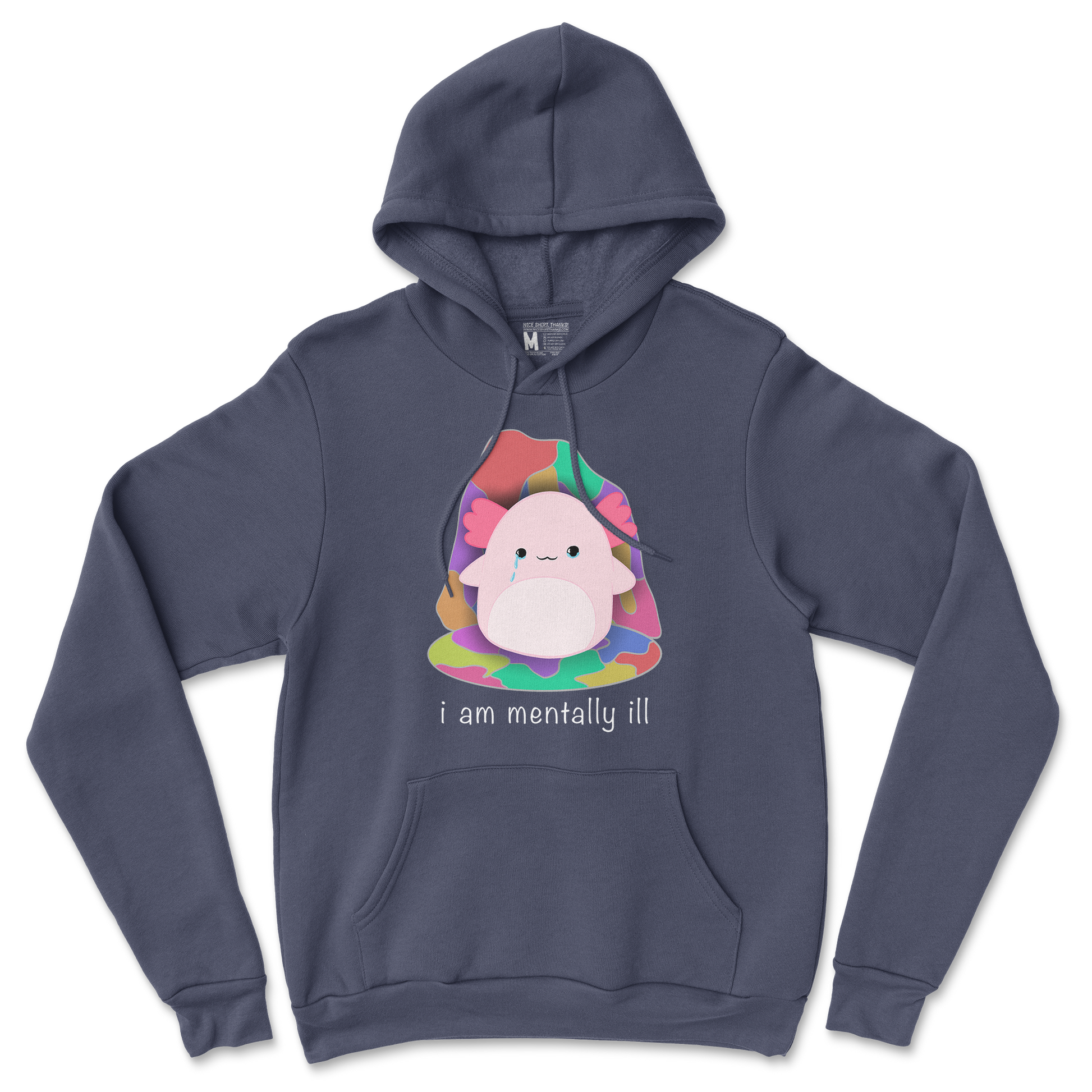 Gildan SoftStyle Hoodie Mentally Ill and Squishy in Navy