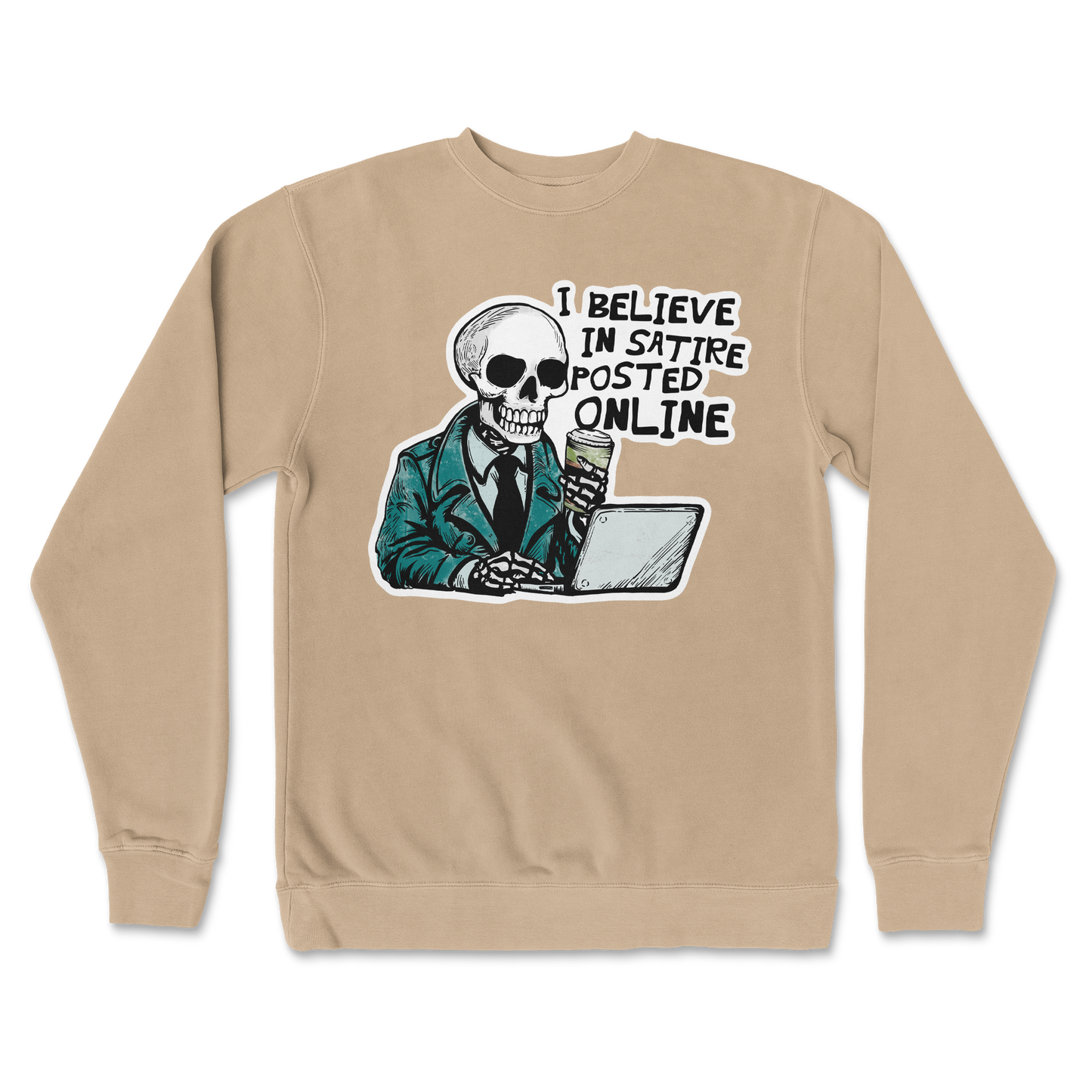 Independent Clothing Co. Crew Neck Believe in Satire in Sandstone