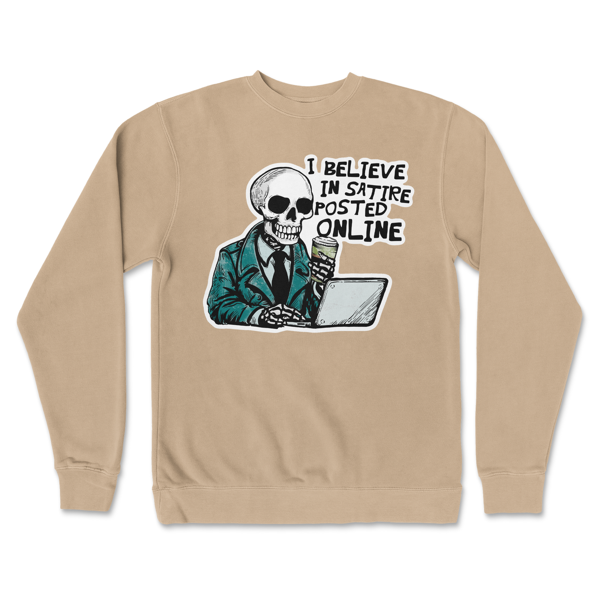 Independent Clothing Co. Crew Neck Believe in Satire in Sandstone