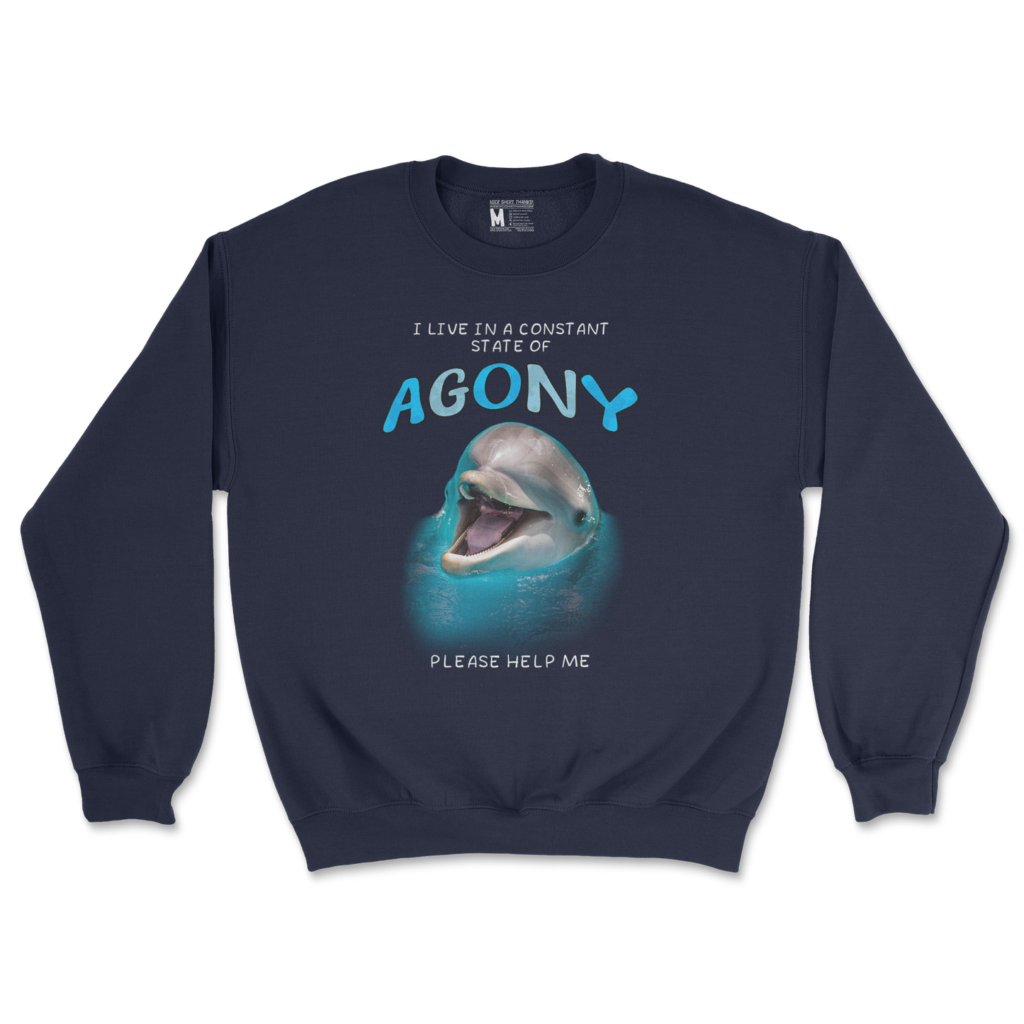Gildan SoftStyle Crew Neck Agony Dolphin in Navy