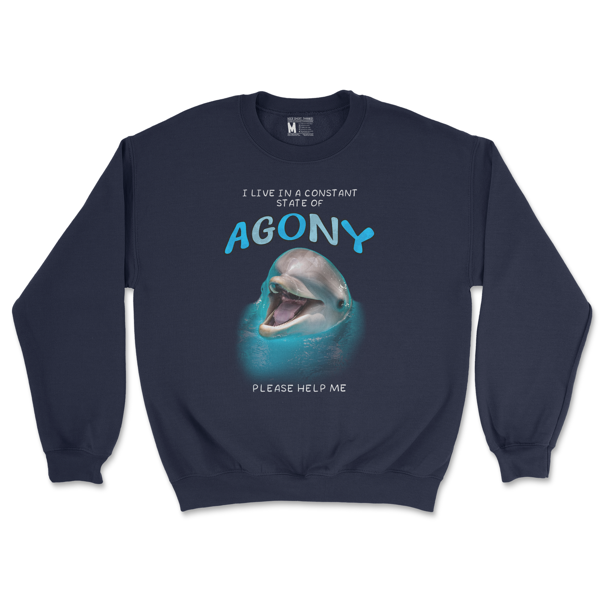 Gildan SoftStyle Crew Neck Agony Dolphin in Navy
