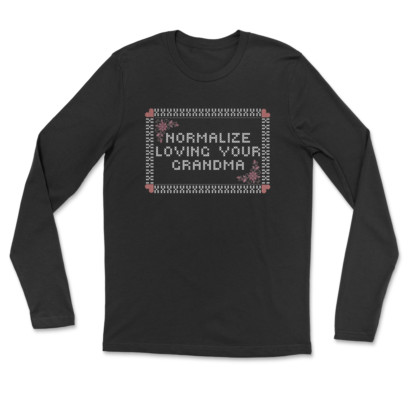 Heavy Blend Long Sleeve Cross Stitch in Black