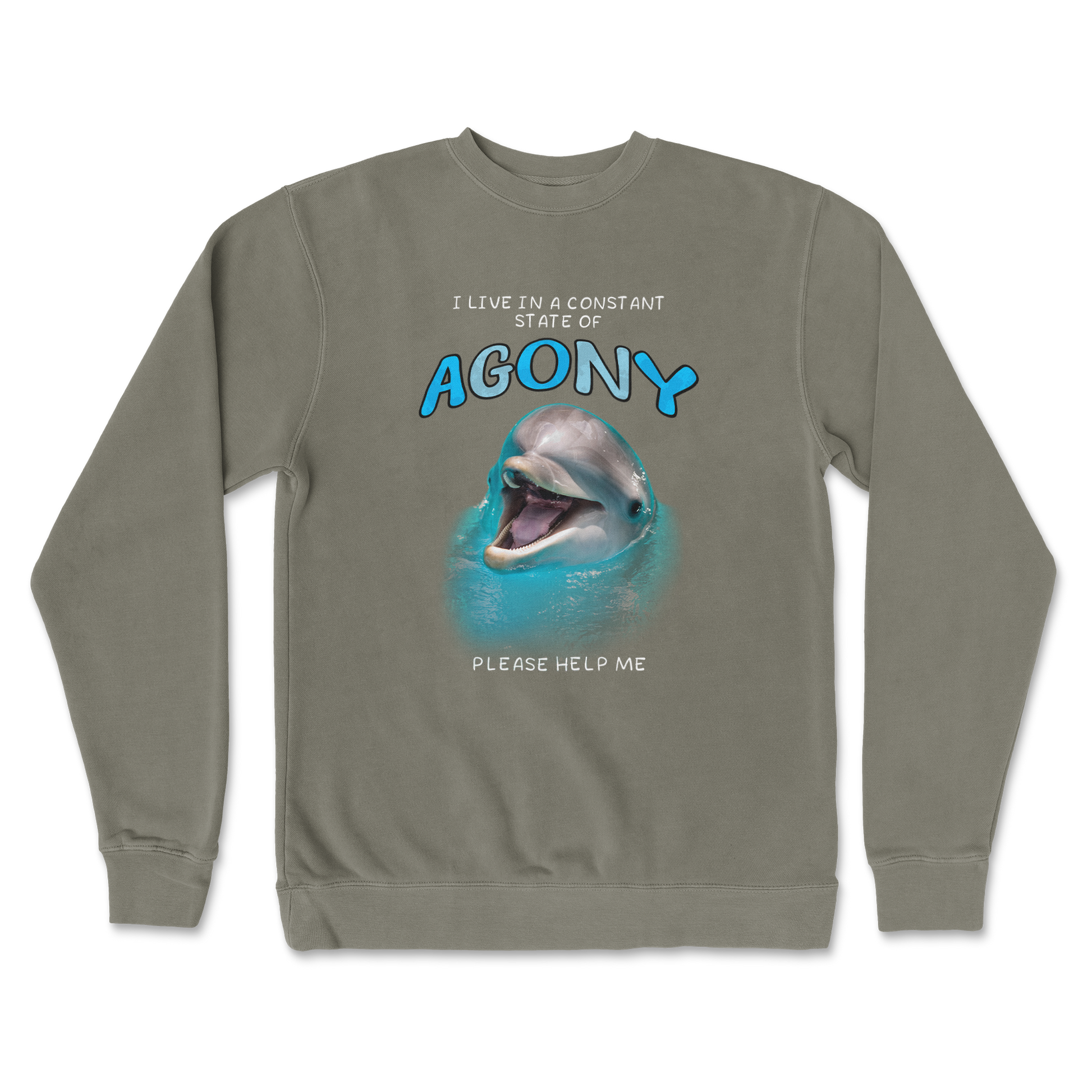 Independent Clothing Co. Crew Neck Agony Dolphin in Army