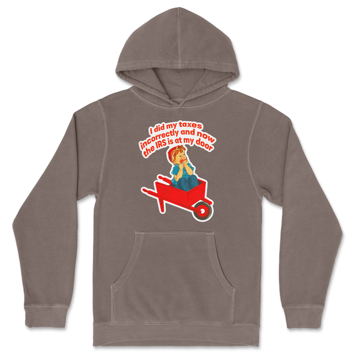 Independent Clothing Co. Hoodie Here Comes the IRS in Clay