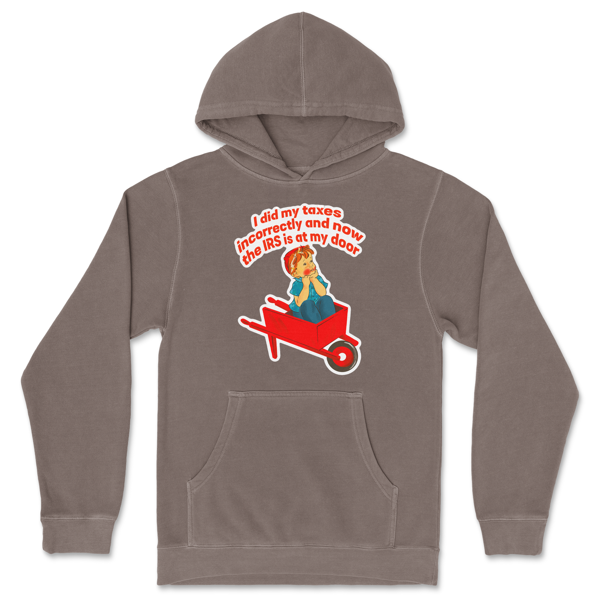 Independent Clothing Co. Hoodie Here Comes the IRS in Clay