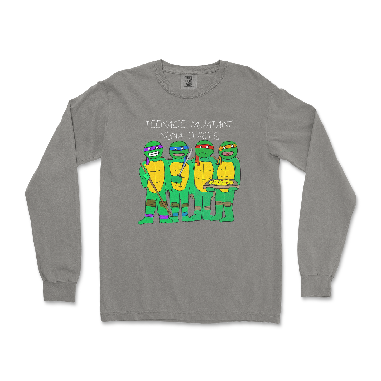 Comfort Colors Long Sleeve Ninja Turtles in Grey
