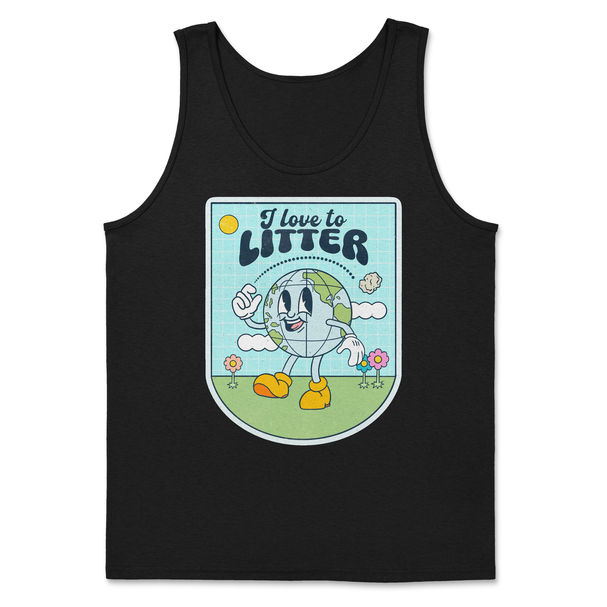 Heavy Blend Tank Top Earth Day in Black