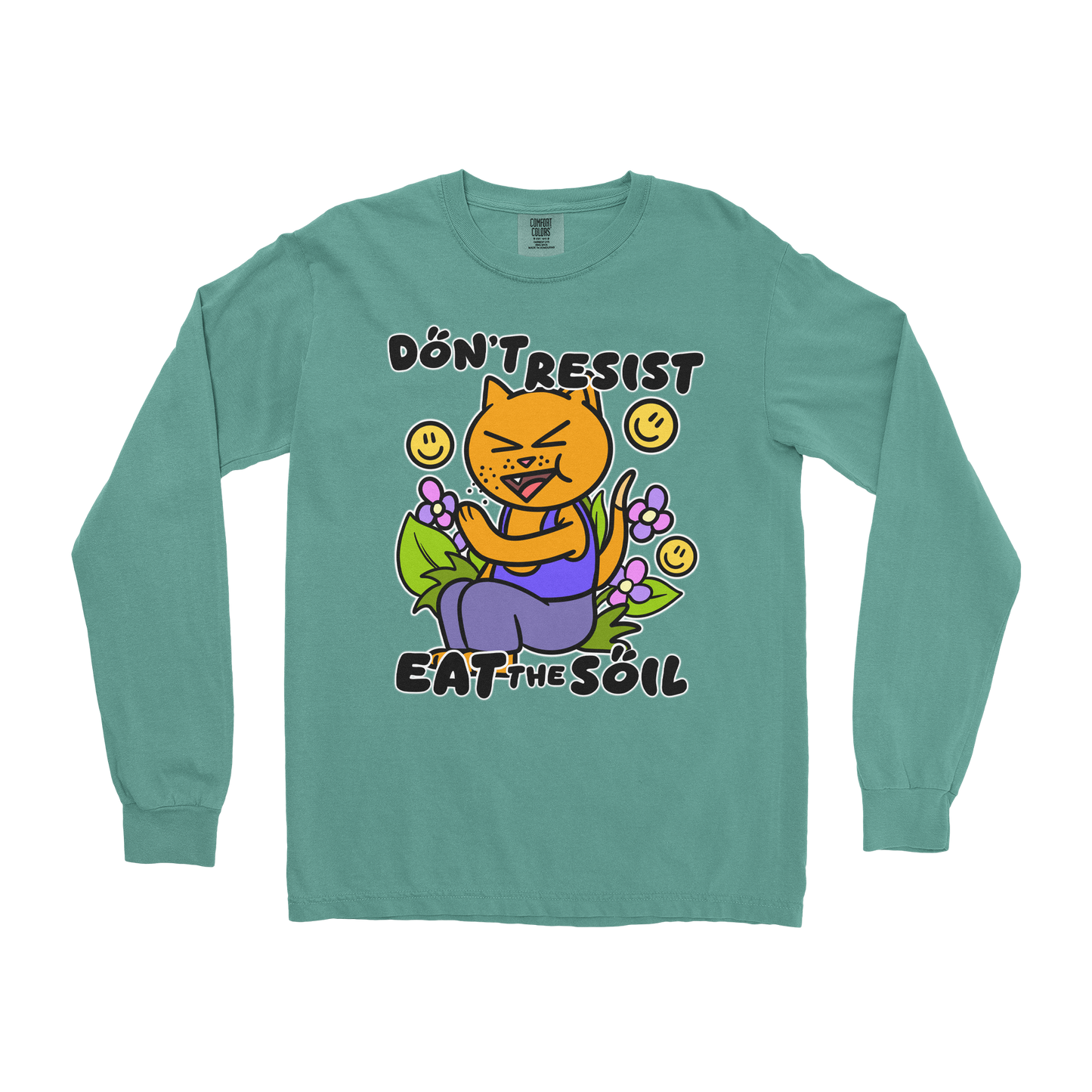 Comfort Colors Long Sleeve Eat The Soil in Light-Green