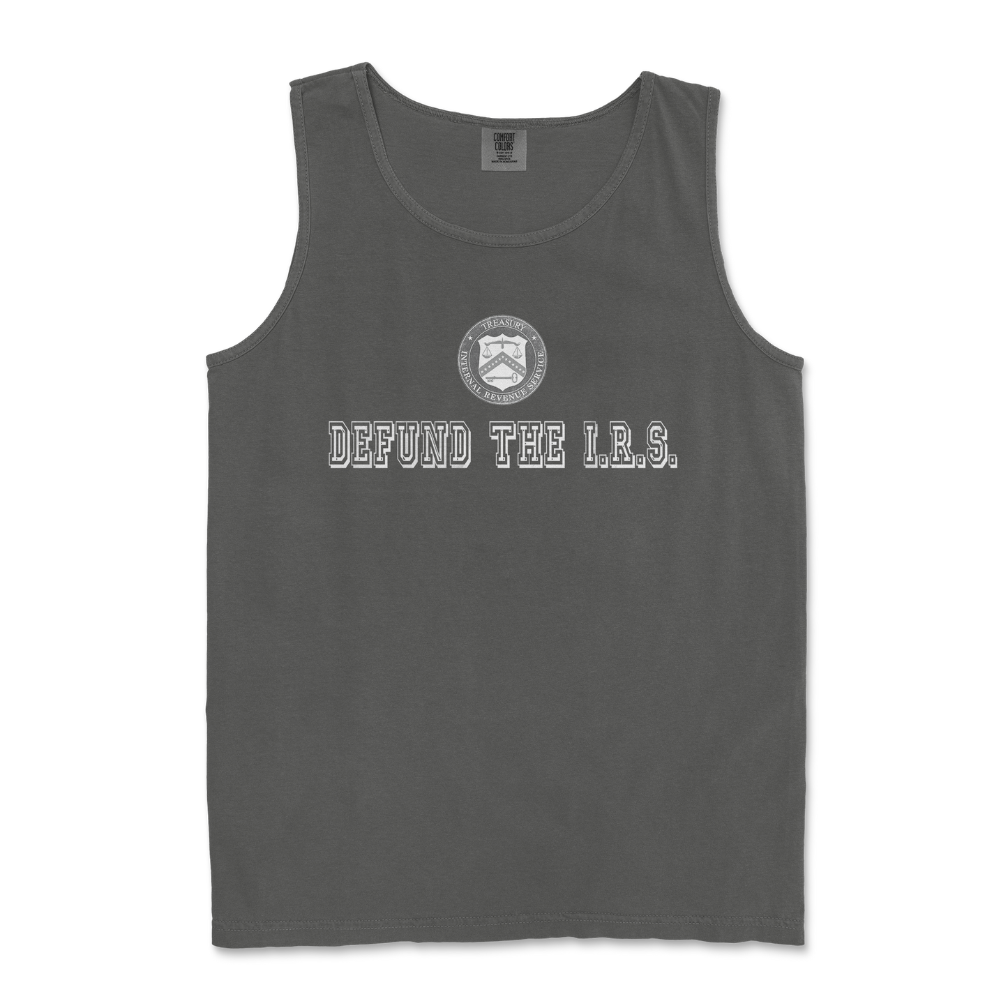 Comfort Colors Tank Top Defund The I.R.S. in Pepper